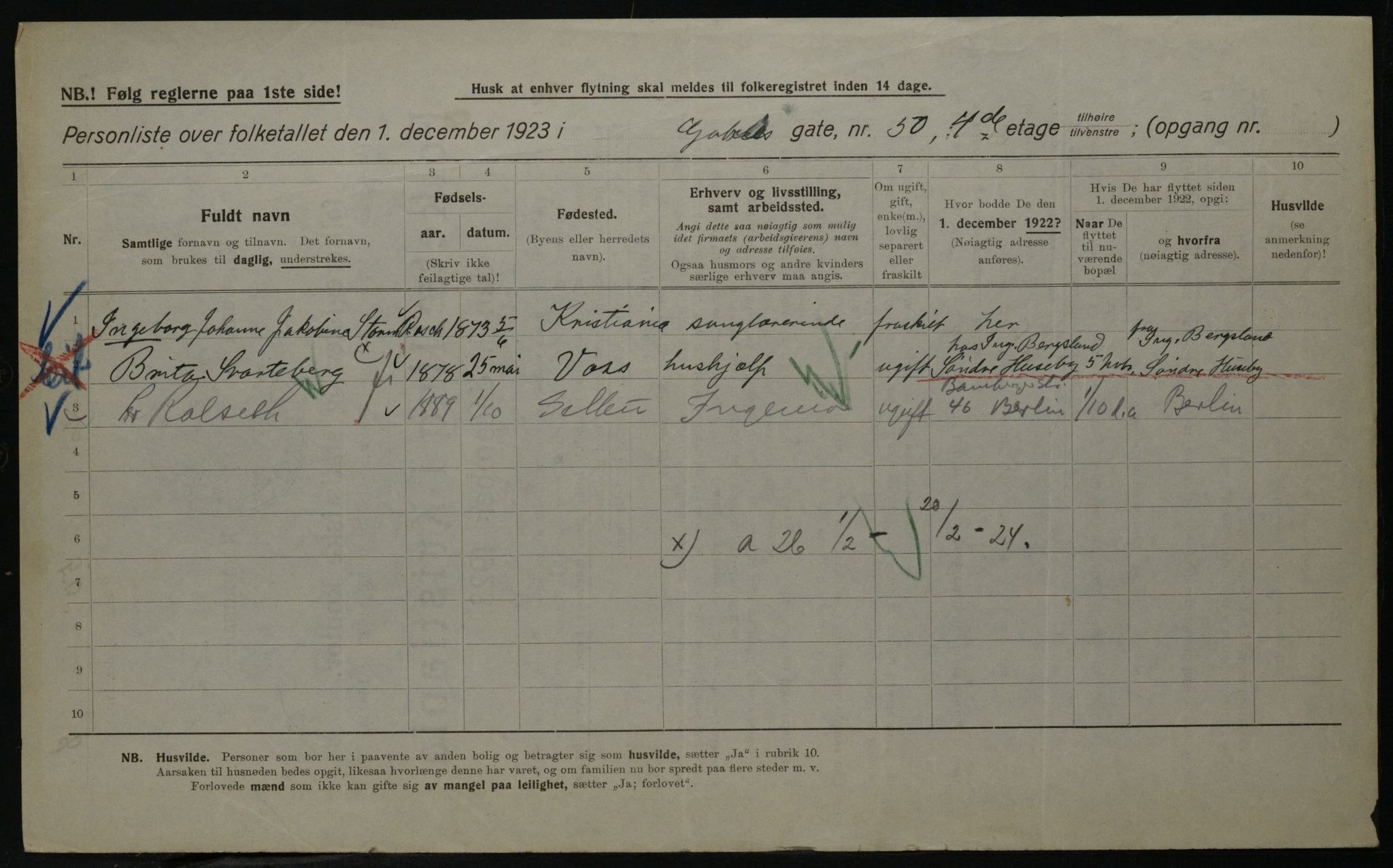 OBA, Kommunal folketelling 1.12.1923 for Kristiania, 1923, s. 32318