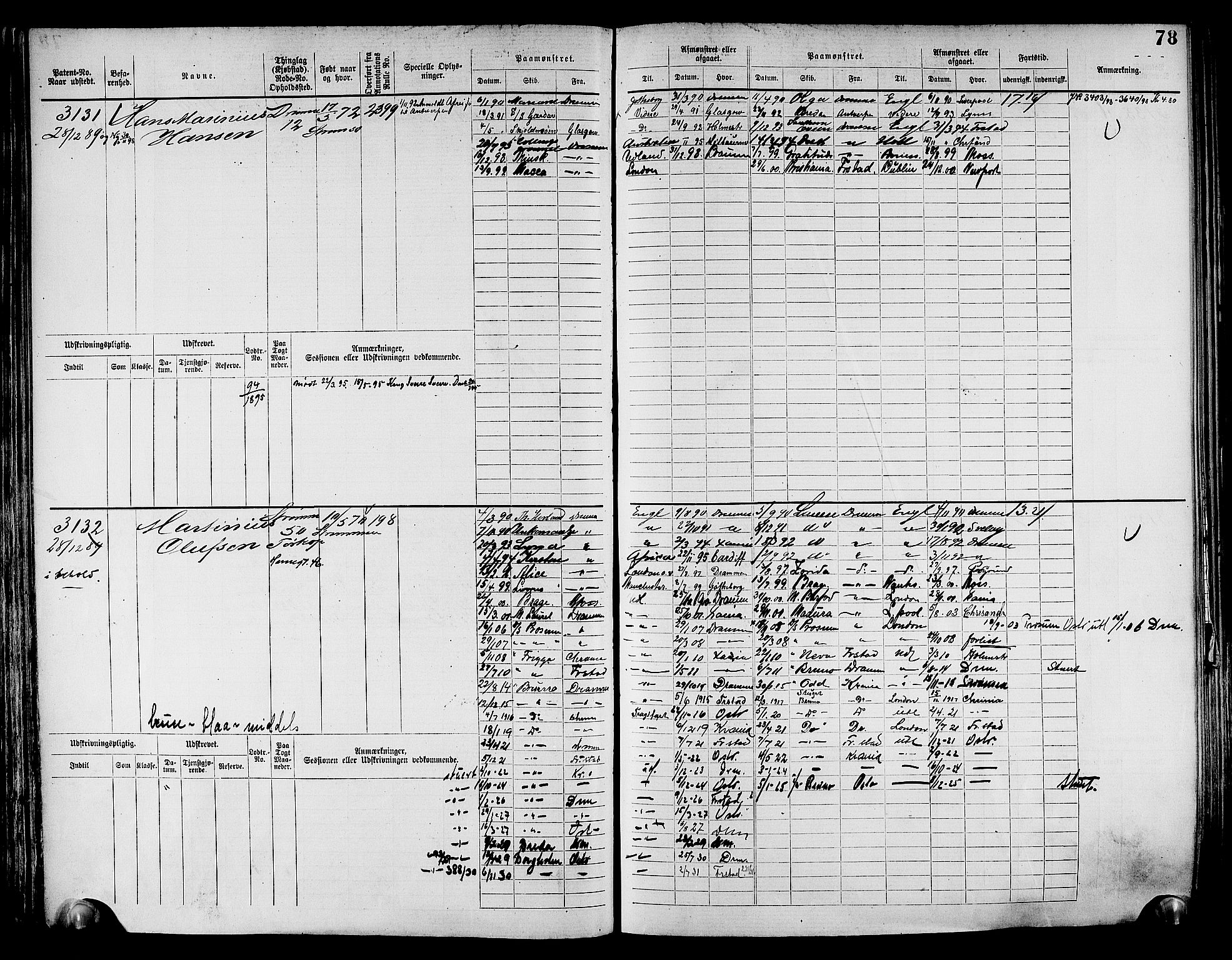 Drammen innrulleringsdistrikt, AV/SAKO-A-781/F/Fc/L0004: Hovedrulle, 1885, s. 82