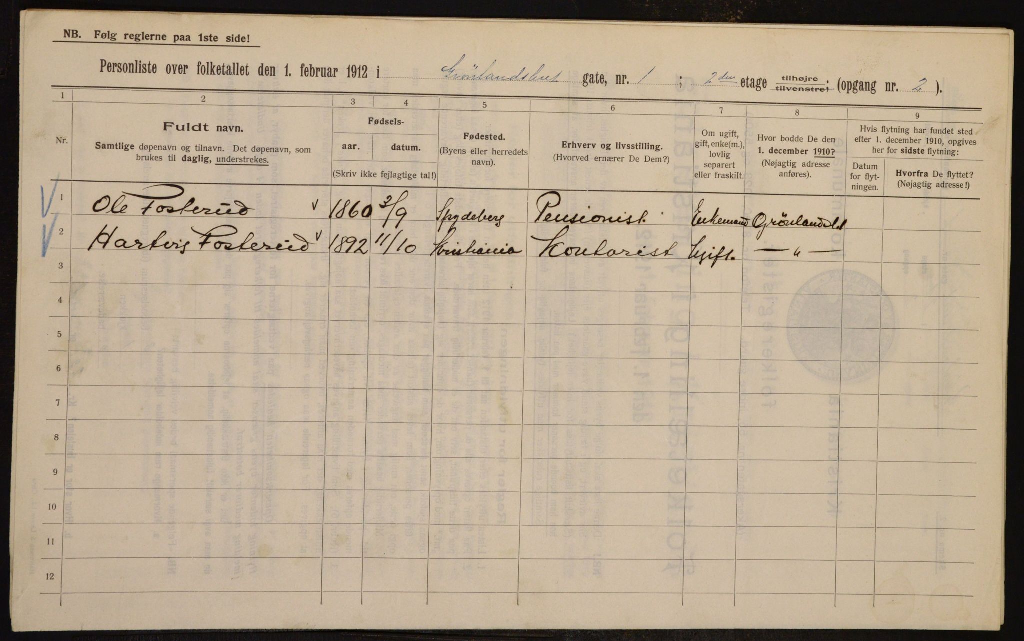 OBA, Kommunal folketelling 1.2.1912 for Kristiania, 1912, s. 31401