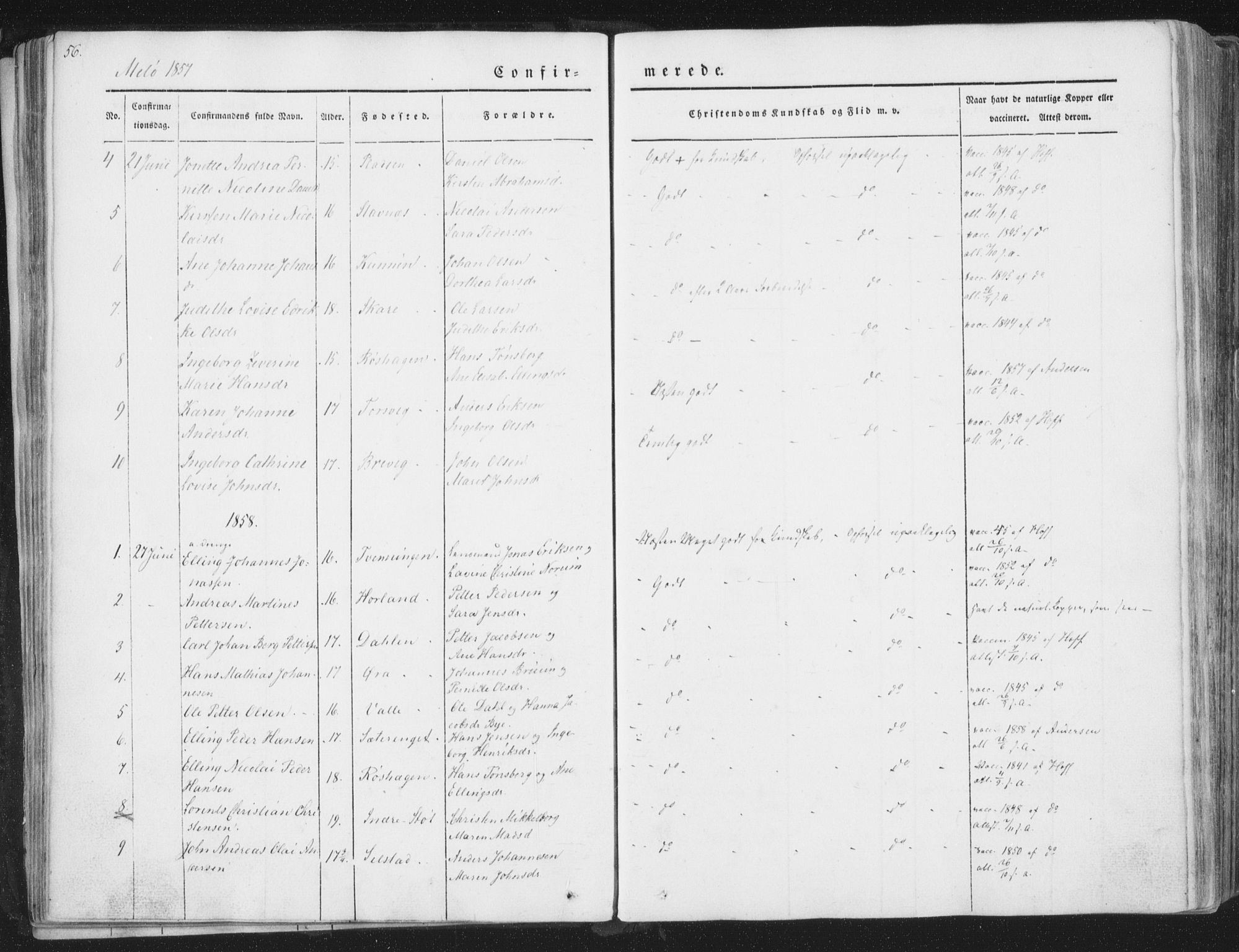 Ministerialprotokoller, klokkerbøker og fødselsregistre - Nordland, AV/SAT-A-1459/841/L0604: Ministerialbok nr. 841A09 /2, 1845-1862, s. 56