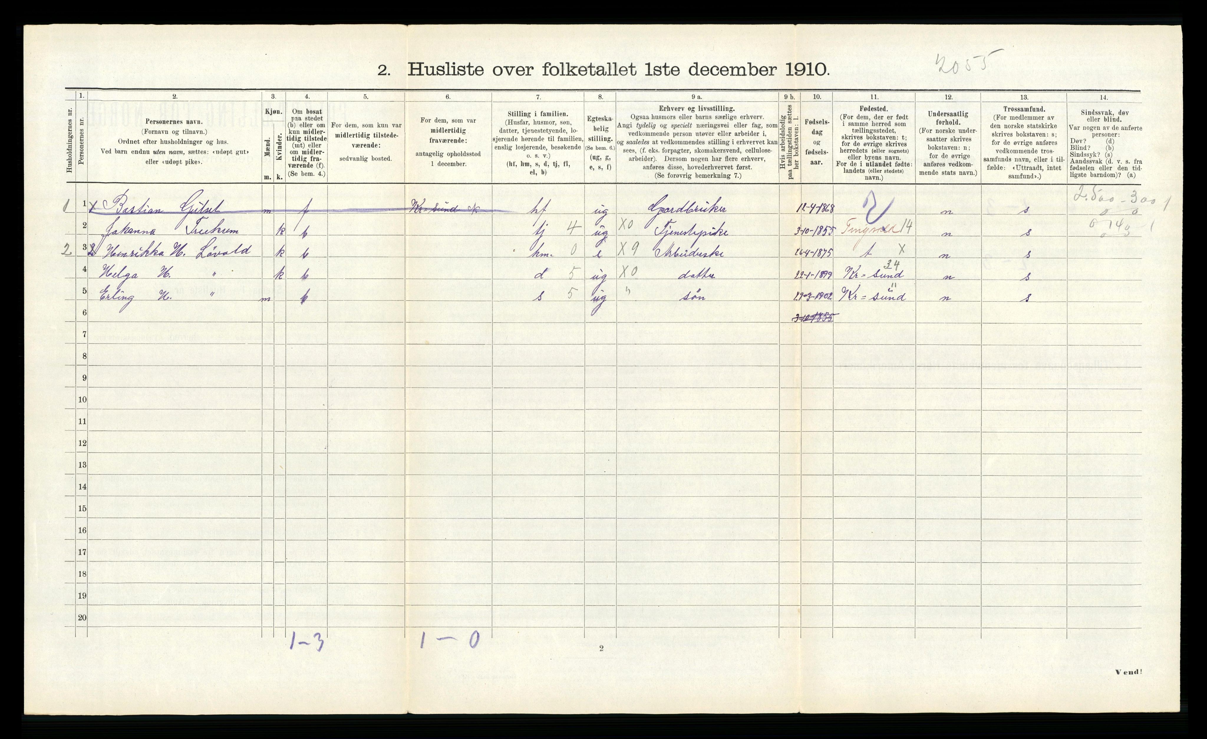 RA, Folketelling 1910 for 1553 Kvernes herred, 1910, s. 165