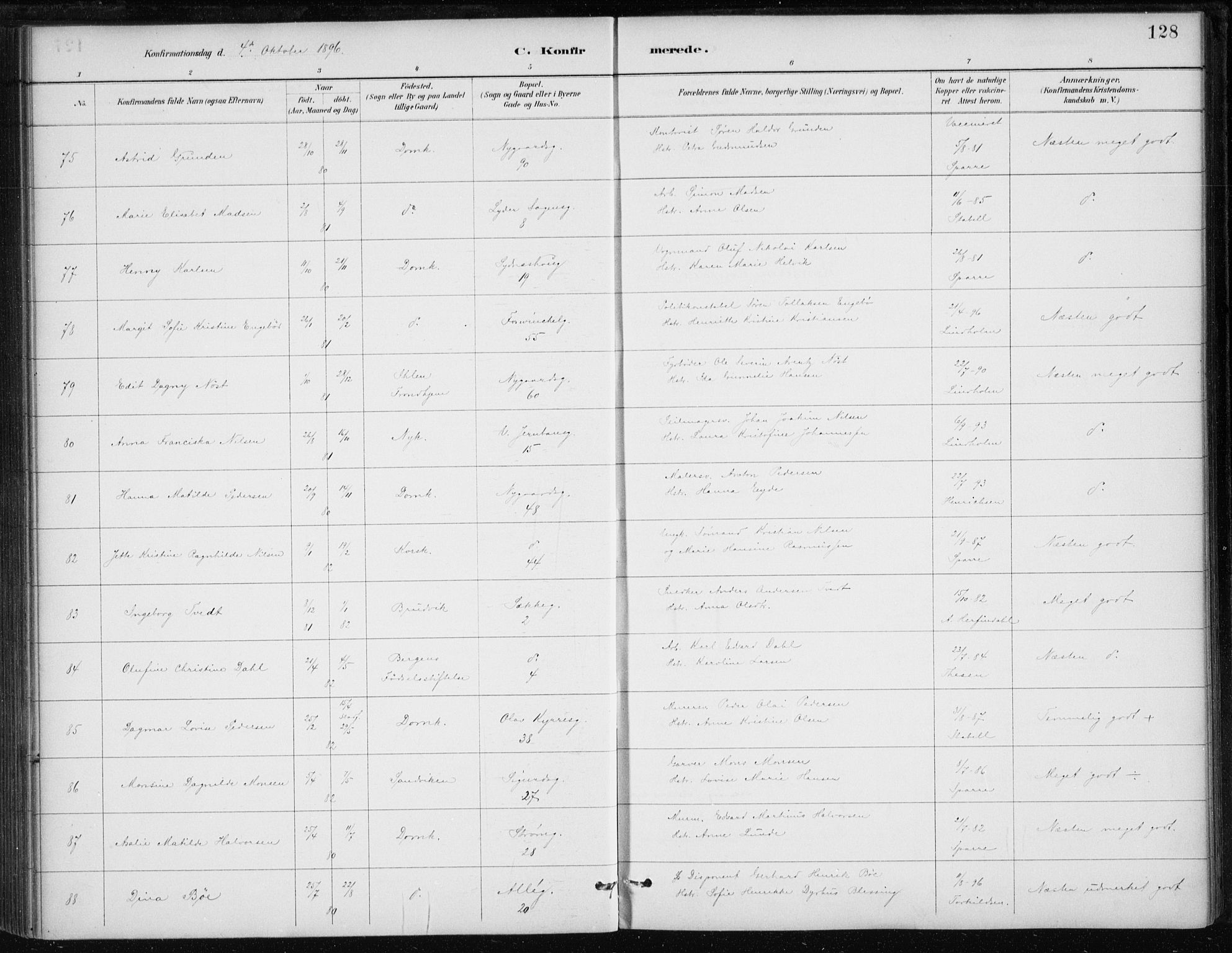 Johanneskirken sokneprestembete, SAB/A-76001/H/Haa/L0008: Ministerialbok nr. C 1, 1885-1907, s. 128