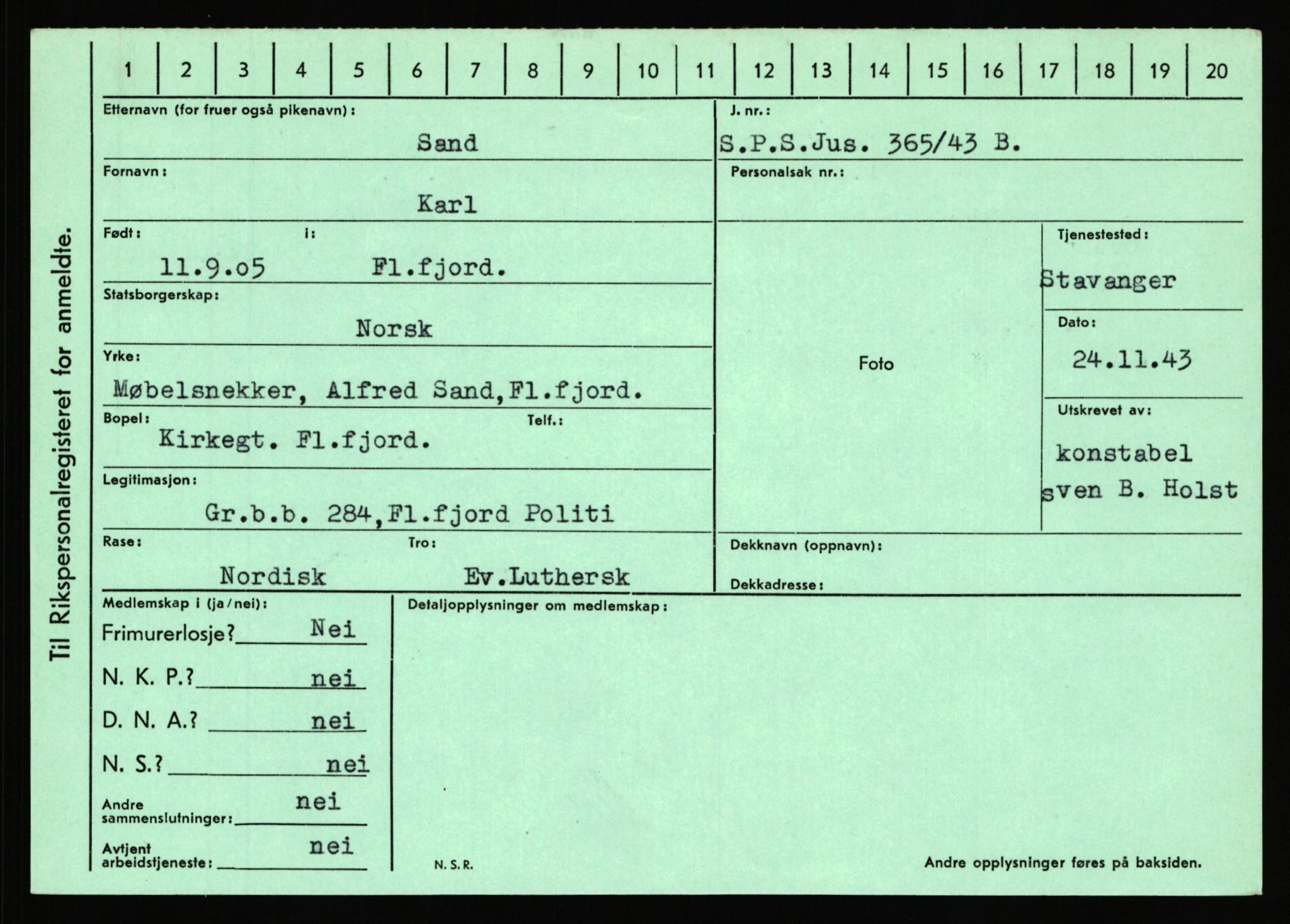 Statspolitiet - Hovedkontoret / Osloavdelingen, AV/RA-S-1329/C/Ca/L0013: Raa - Servold, 1943-1945, s. 3589