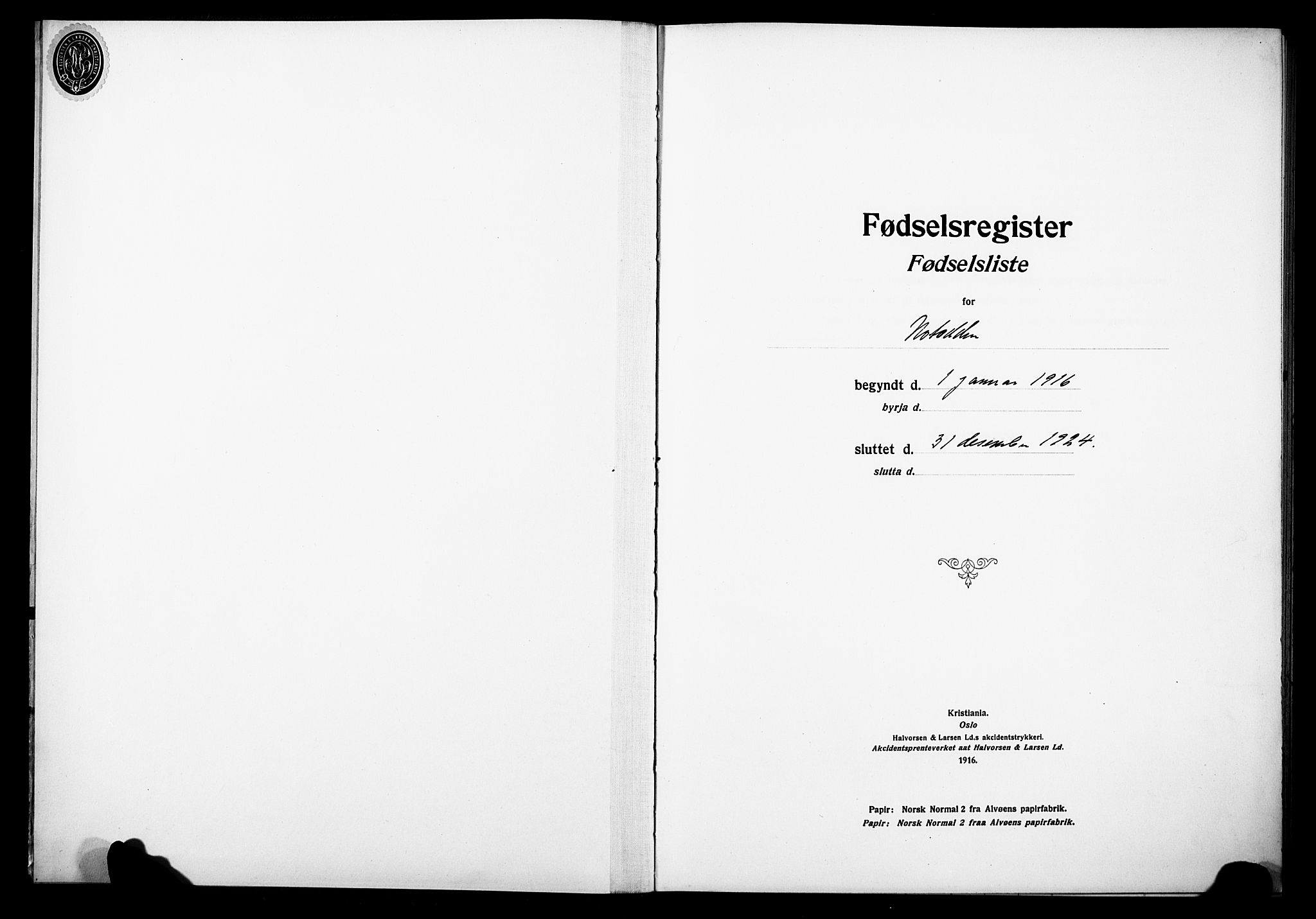 Notodden kirkebøker, AV/SAKO-A-290/J/Ja/L0001: Fødselsregister nr. 1, 1916-1924