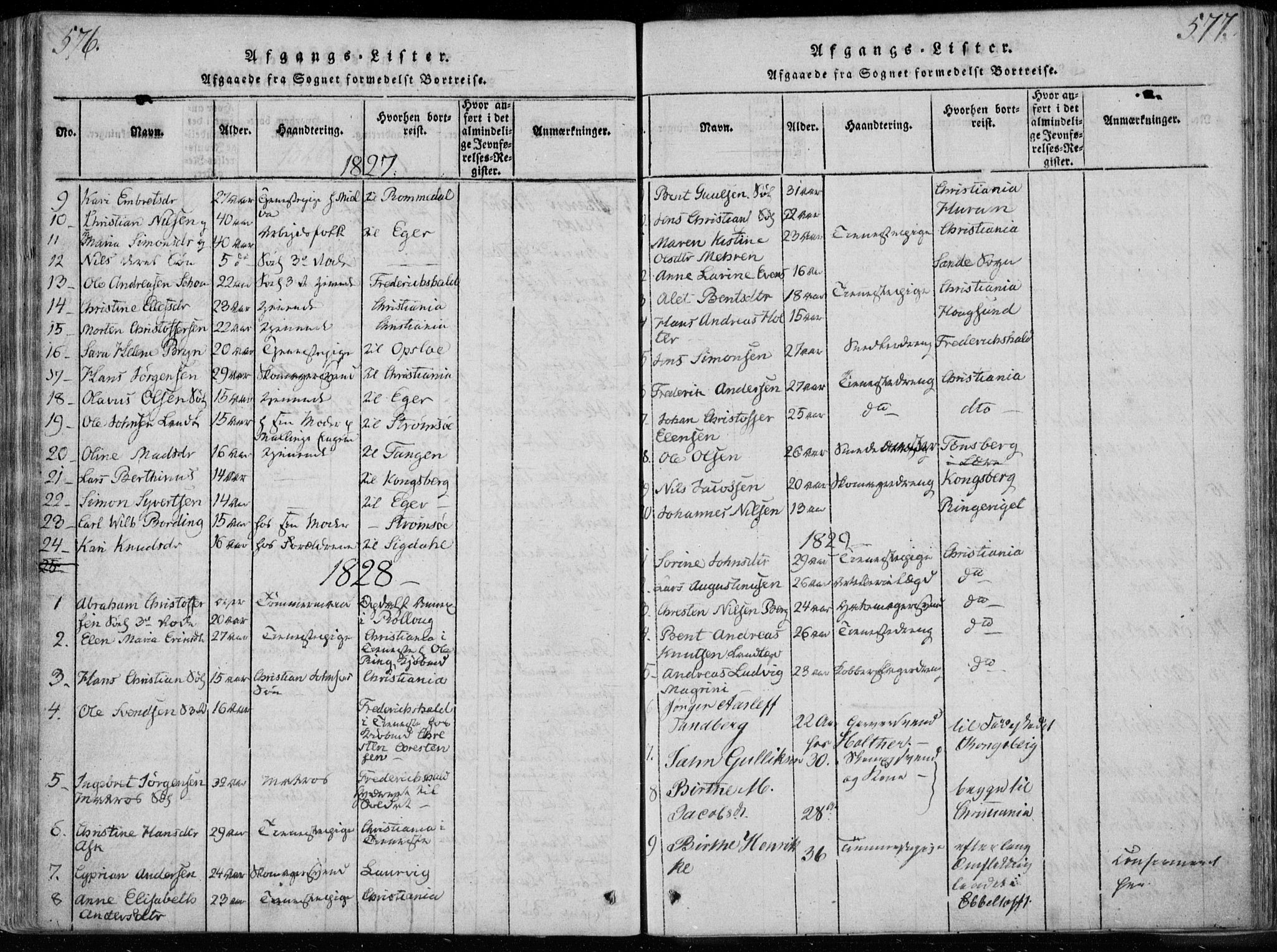 Bragernes kirkebøker, AV/SAKO-A-6/F/Fa/L0007: Ministerialbok nr. I 7, 1815-1829, s. 576-577