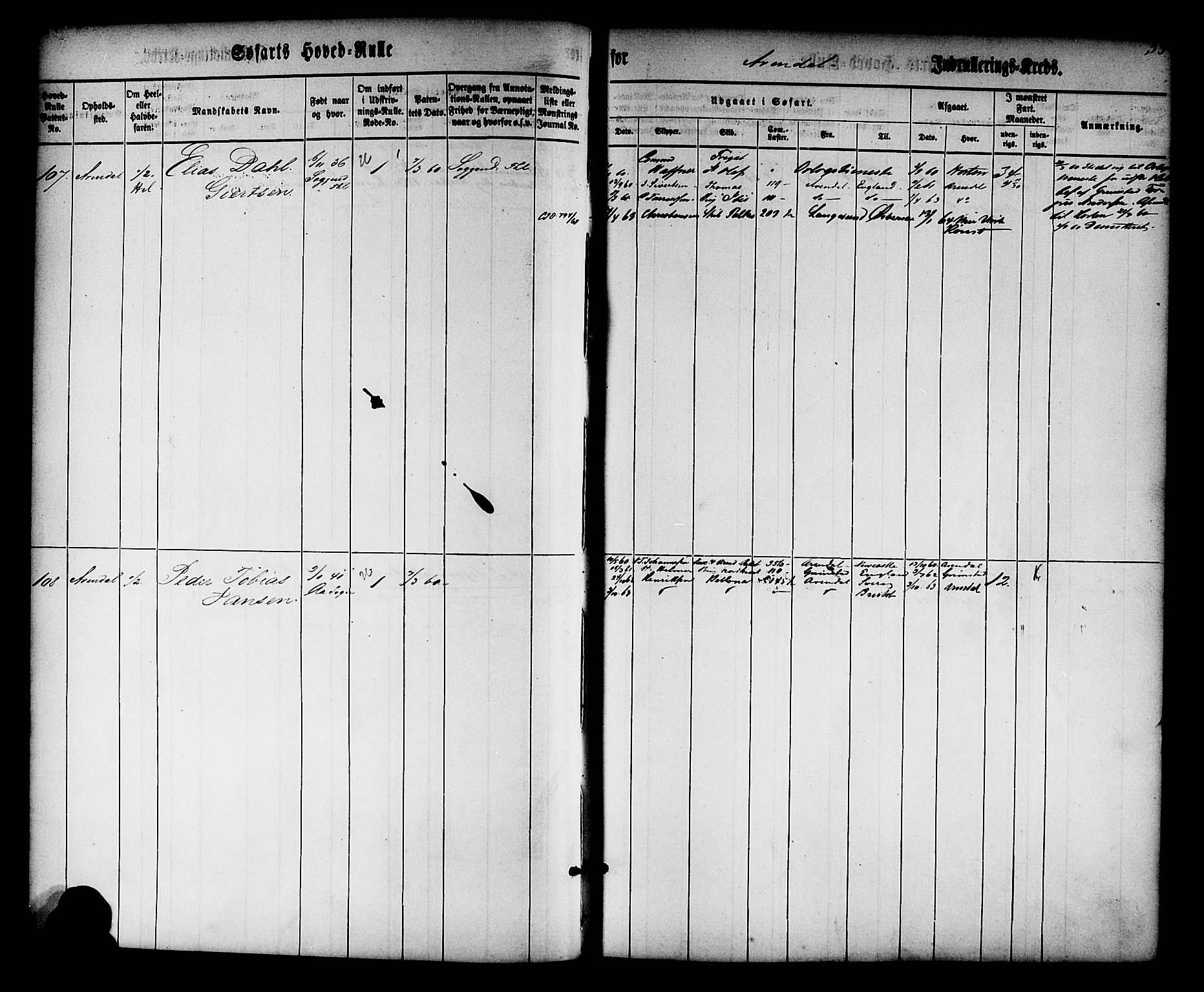 Arendal mønstringskrets, SAK/2031-0012/F/Fb/L0008: Hovedrulle nr 1-766, S-6, 1860-1865, s. 56