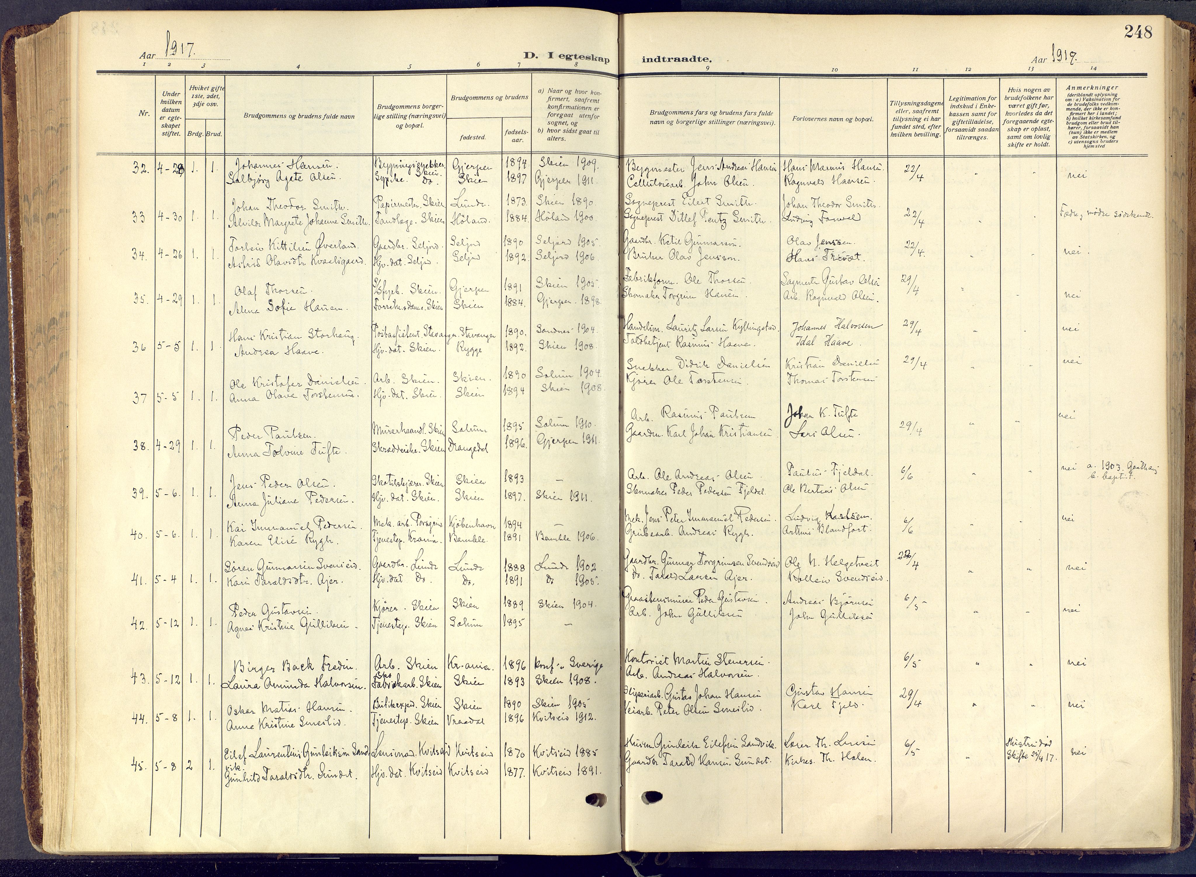 Skien kirkebøker, SAKO/A-302/F/Fa/L0013: Ministerialbok nr. 13, 1915-1921, s. 248