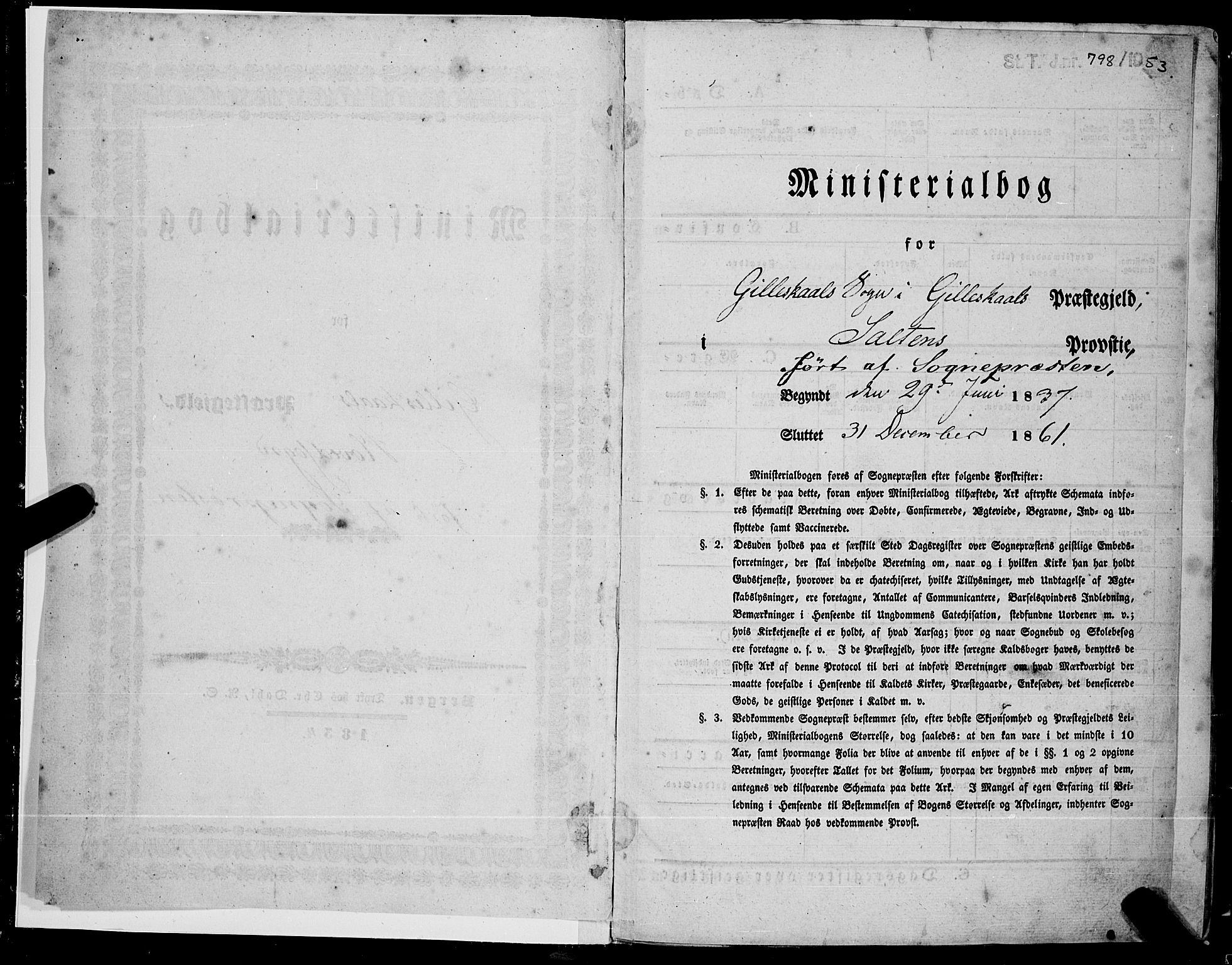 Ministerialprotokoller, klokkerbøker og fødselsregistre - Nordland, AV/SAT-A-1459/805/L0097: Ministerialbok nr. 805A04, 1837-1861