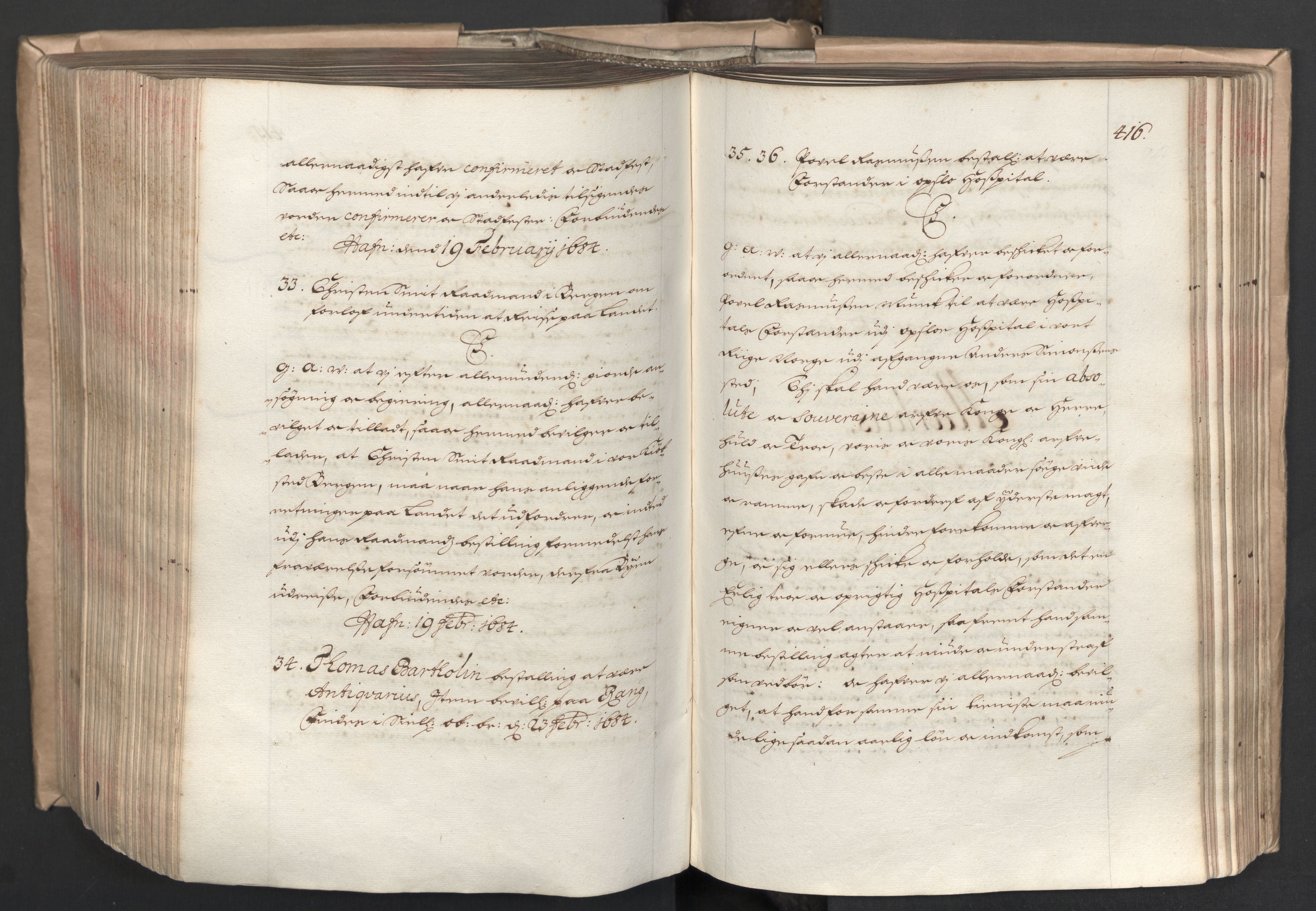 Danske Kanselli 1572-1799, RA/EA-3023/F/Fc/Fca/Fcaa/L0013: Norske registre (mikrofilm), 1681-1684, s. 415b-416a