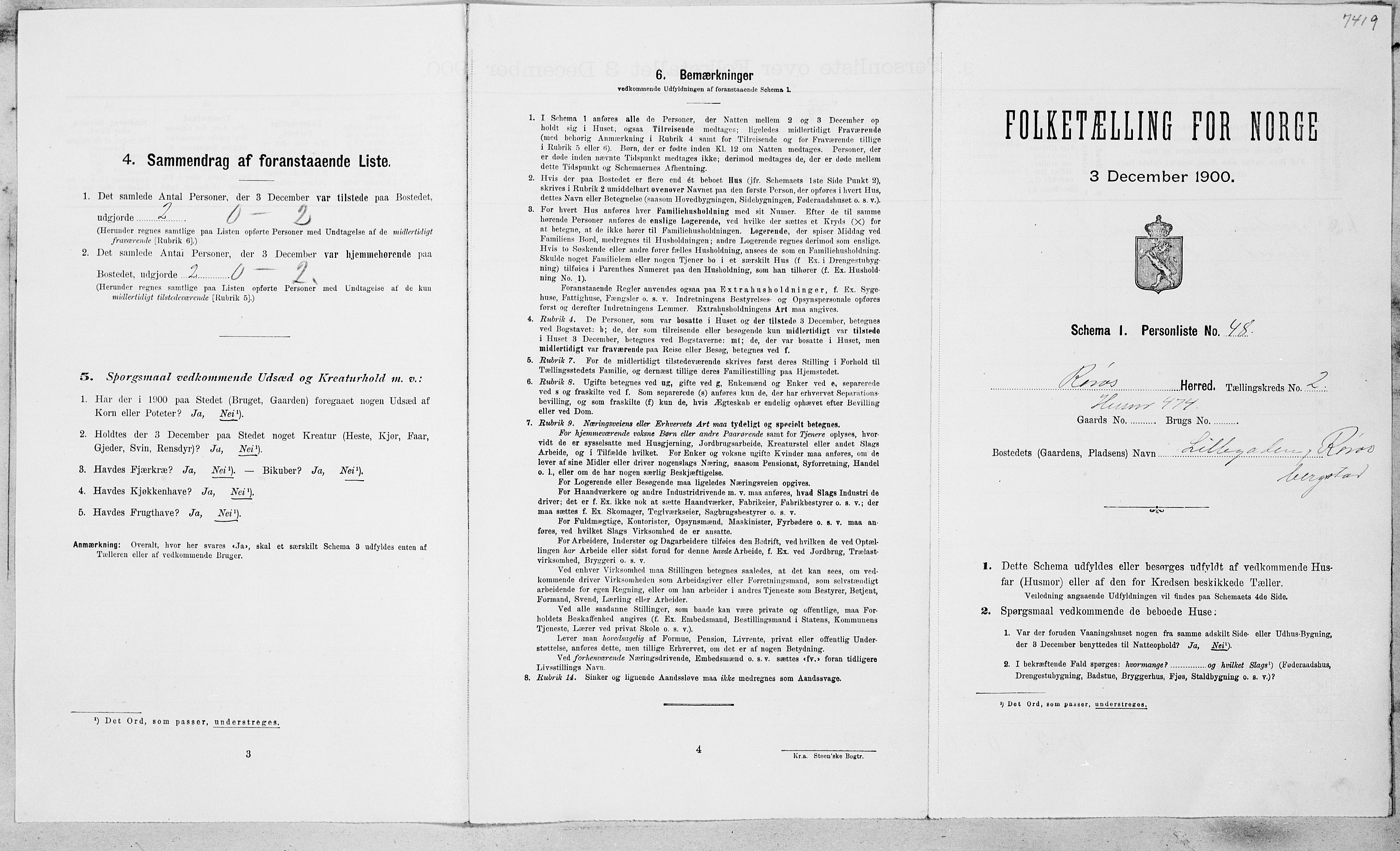 SAT, Folketelling 1900 for 1640 Røros herred, 1900, s. 238