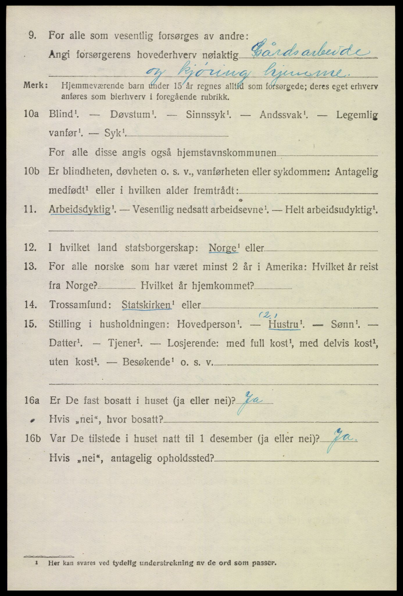 SAK, Folketelling 1920 for 0936 Hornnes herred, 1920, s. 3002