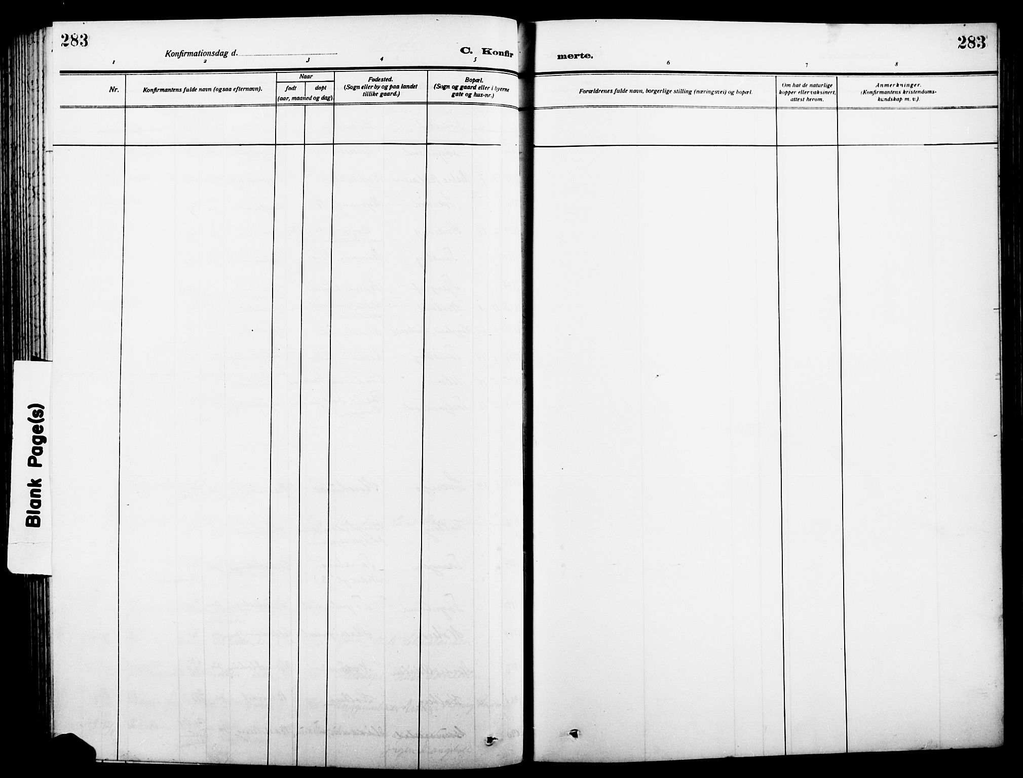 Nøtterøy kirkebøker, AV/SAKO-A-354/G/Ga/L0005: Klokkerbok nr. I 5, 1910-1924, s. 283