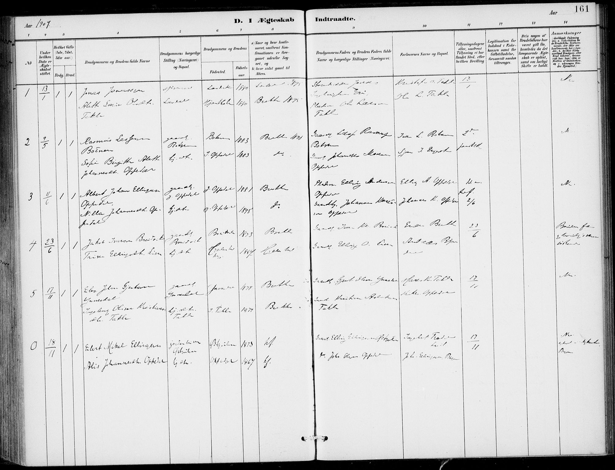 Gulen sokneprestembete, AV/SAB-A-80201/H/Haa/Haac/L0002: Ministerialbok nr. C  2, 1882-1914, s. 161