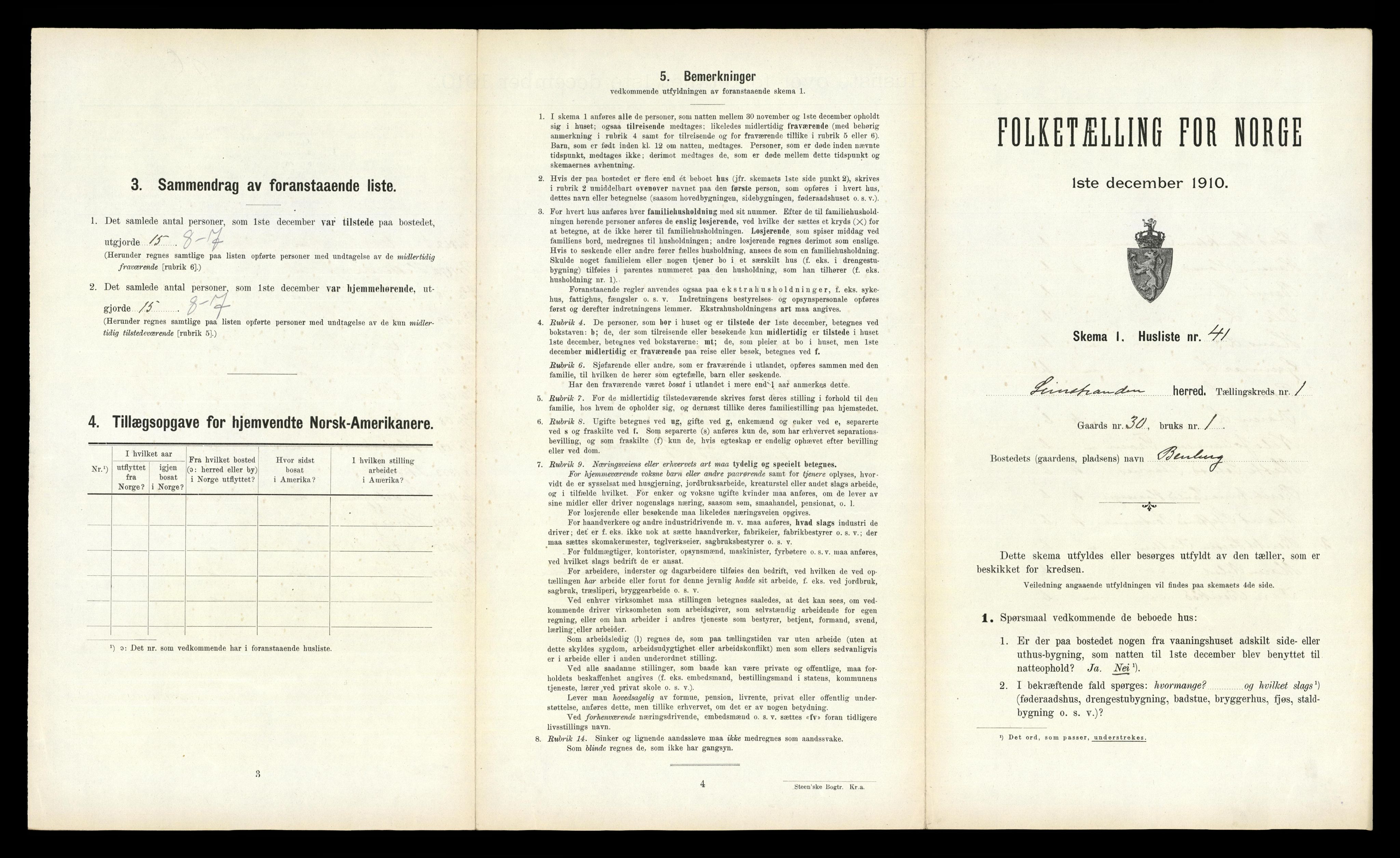 RA, Folketelling 1910 for 1654 Leinstrand herred, 1910, s. 105