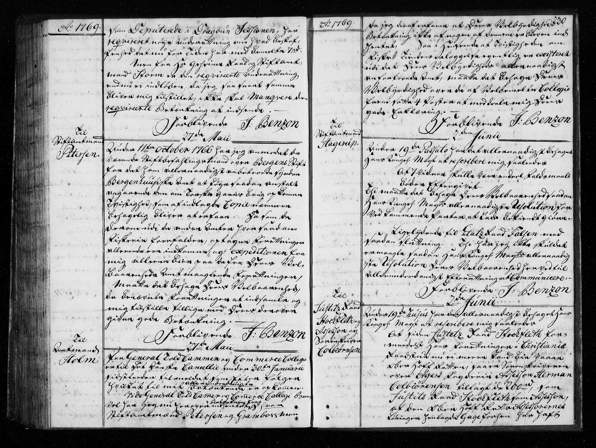 Stattholderembetet 1572-1771, AV/RA-EA-2870/Bf/L0007: Stattholderprotokoll (allmenn kopibok), 1768-1769, s. 229b-230a