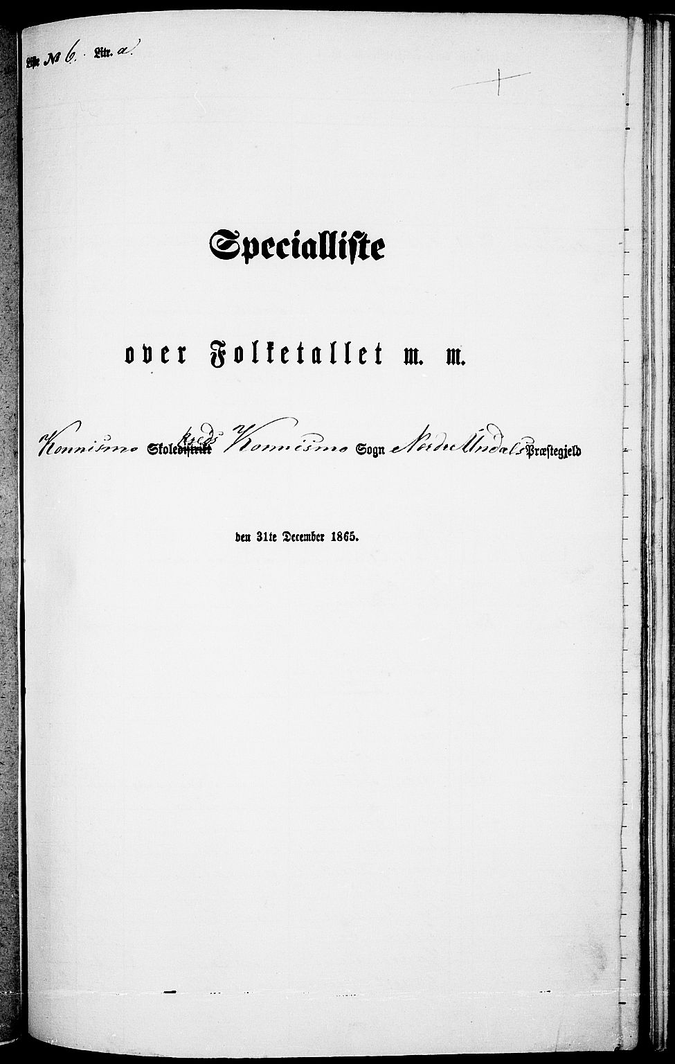 RA, Folketelling 1865 for 1028P Nord-Audnedal prestegjeld, 1865, s. 77