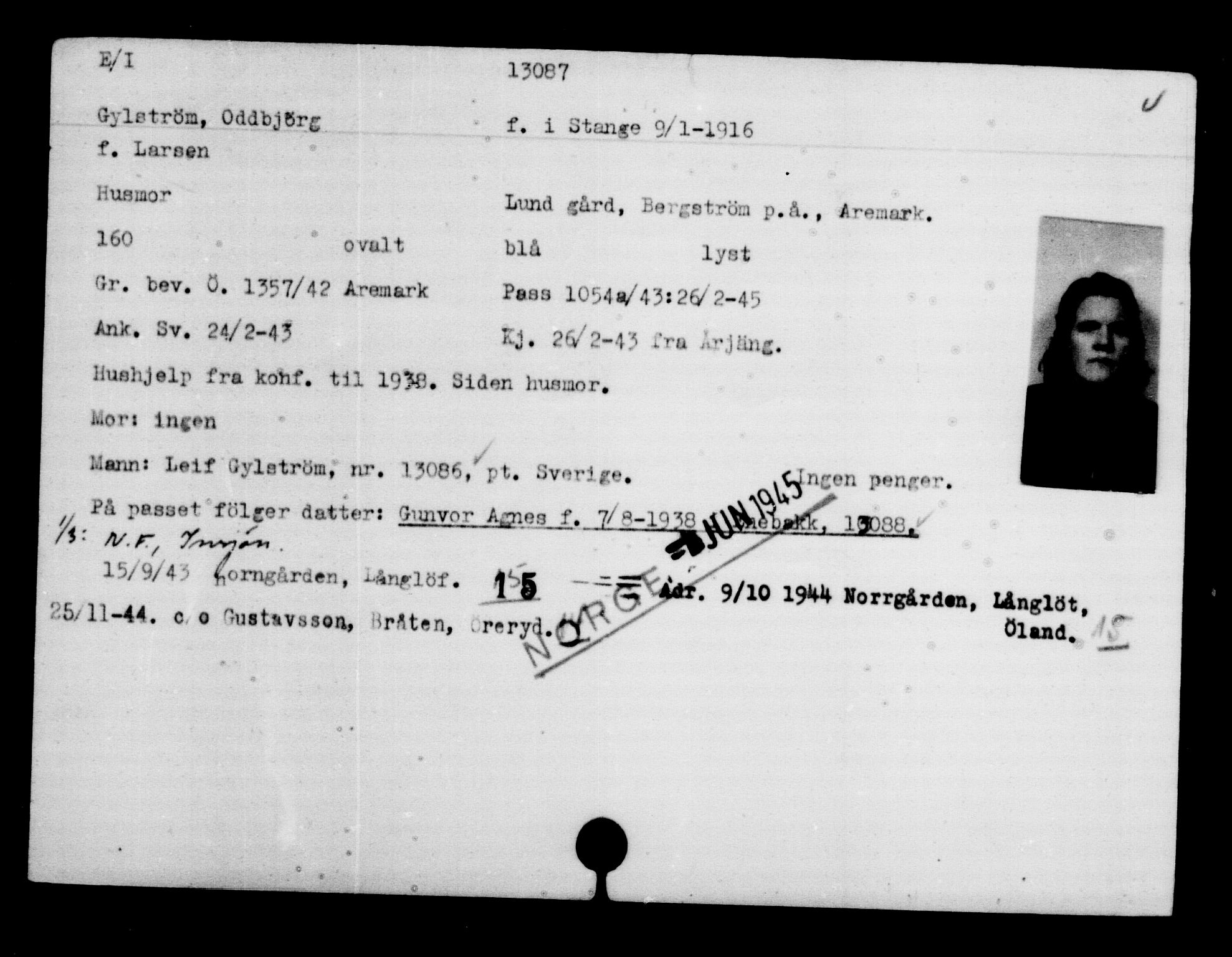 Den Kgl. Norske Legasjons Flyktningskontor, AV/RA-S-6753/V/Va/L0007: Kjesäterkartoteket.  Flyktningenr. 12700-15723, 1940-1945, s. 450