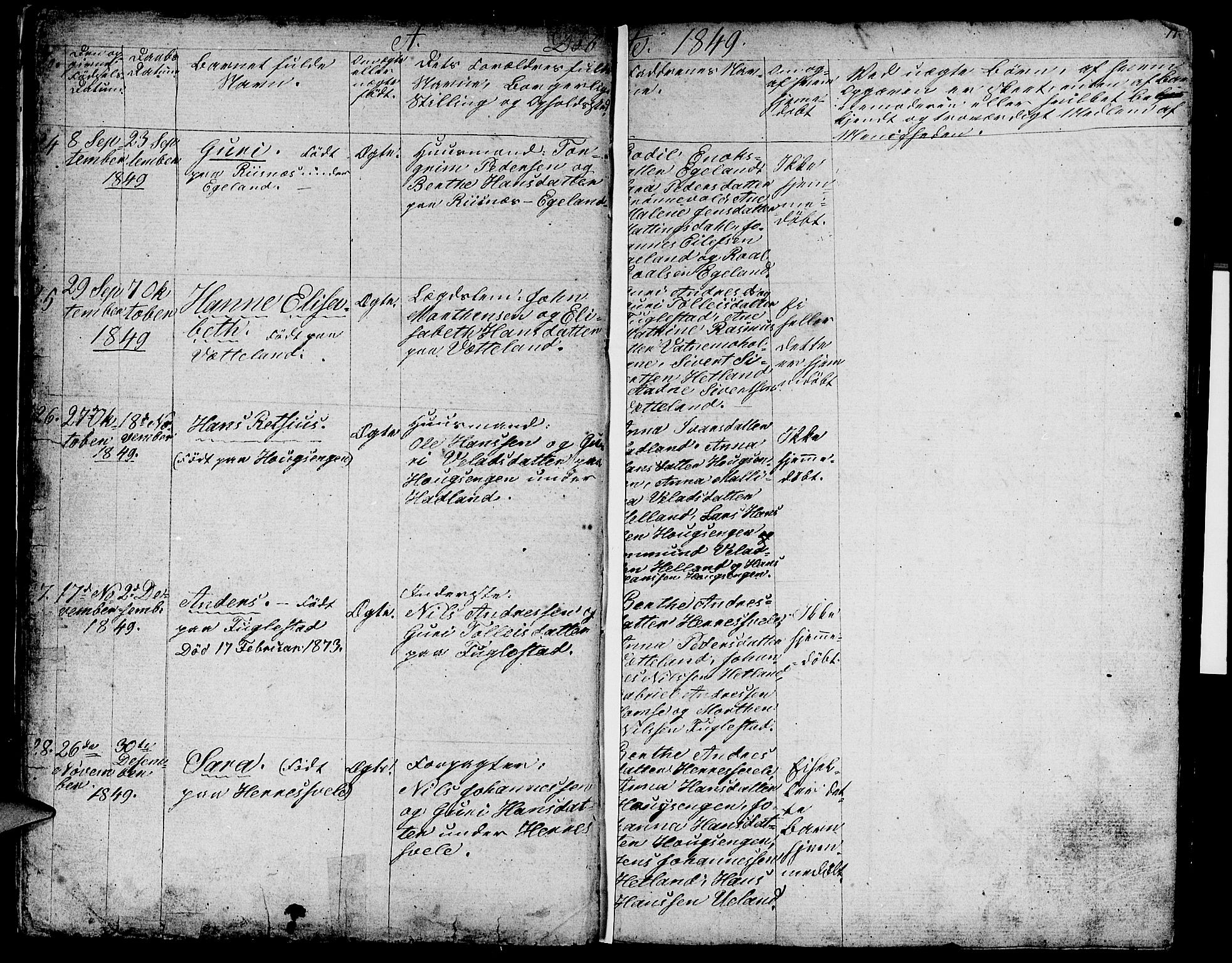 Eigersund sokneprestkontor, SAST/A-101807/S09/L0003: Klokkerbok nr. B 3, 1846-1875, s. 11