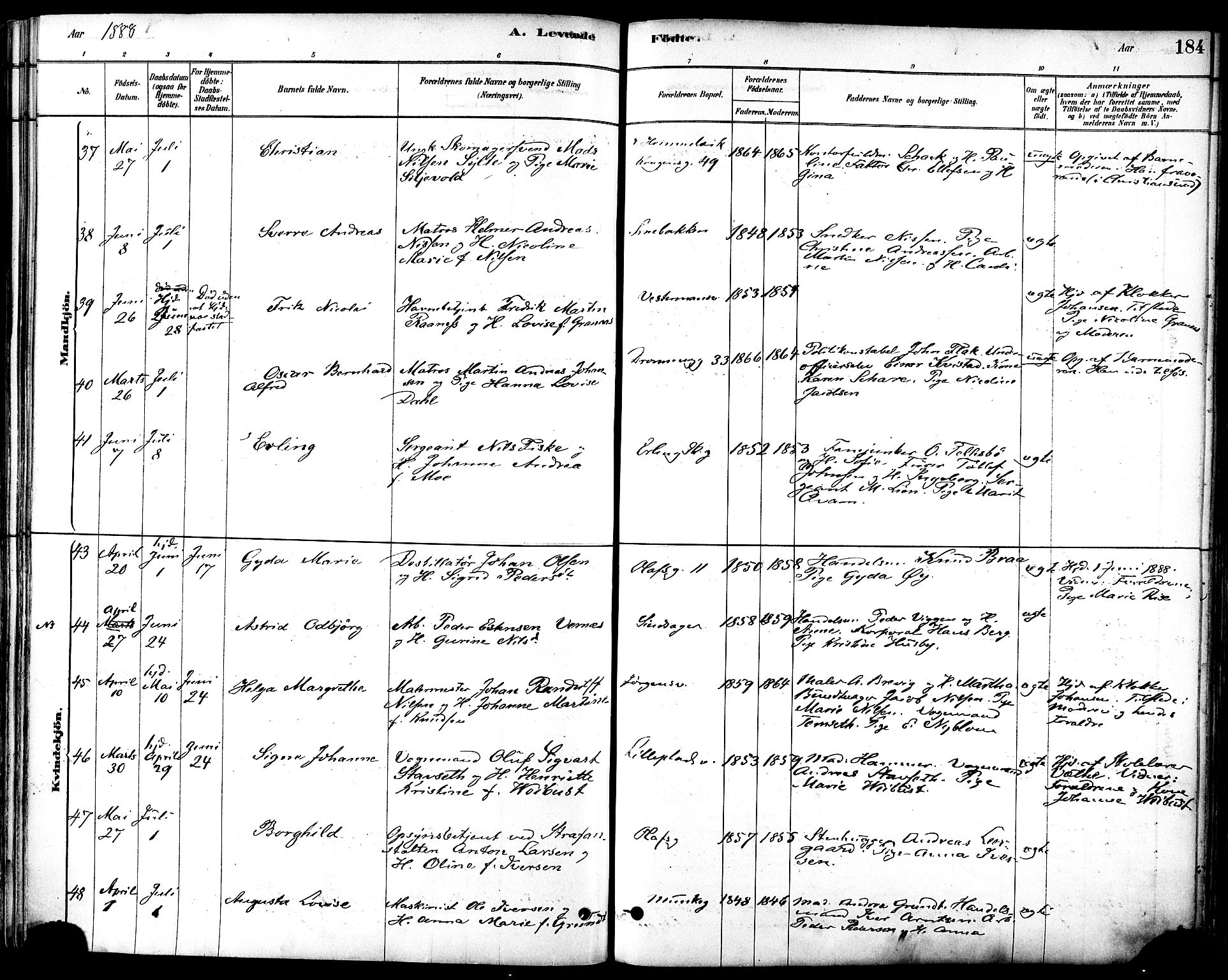 Ministerialprotokoller, klokkerbøker og fødselsregistre - Sør-Trøndelag, SAT/A-1456/601/L0057: Ministerialbok nr. 601A25, 1877-1891, s. 184