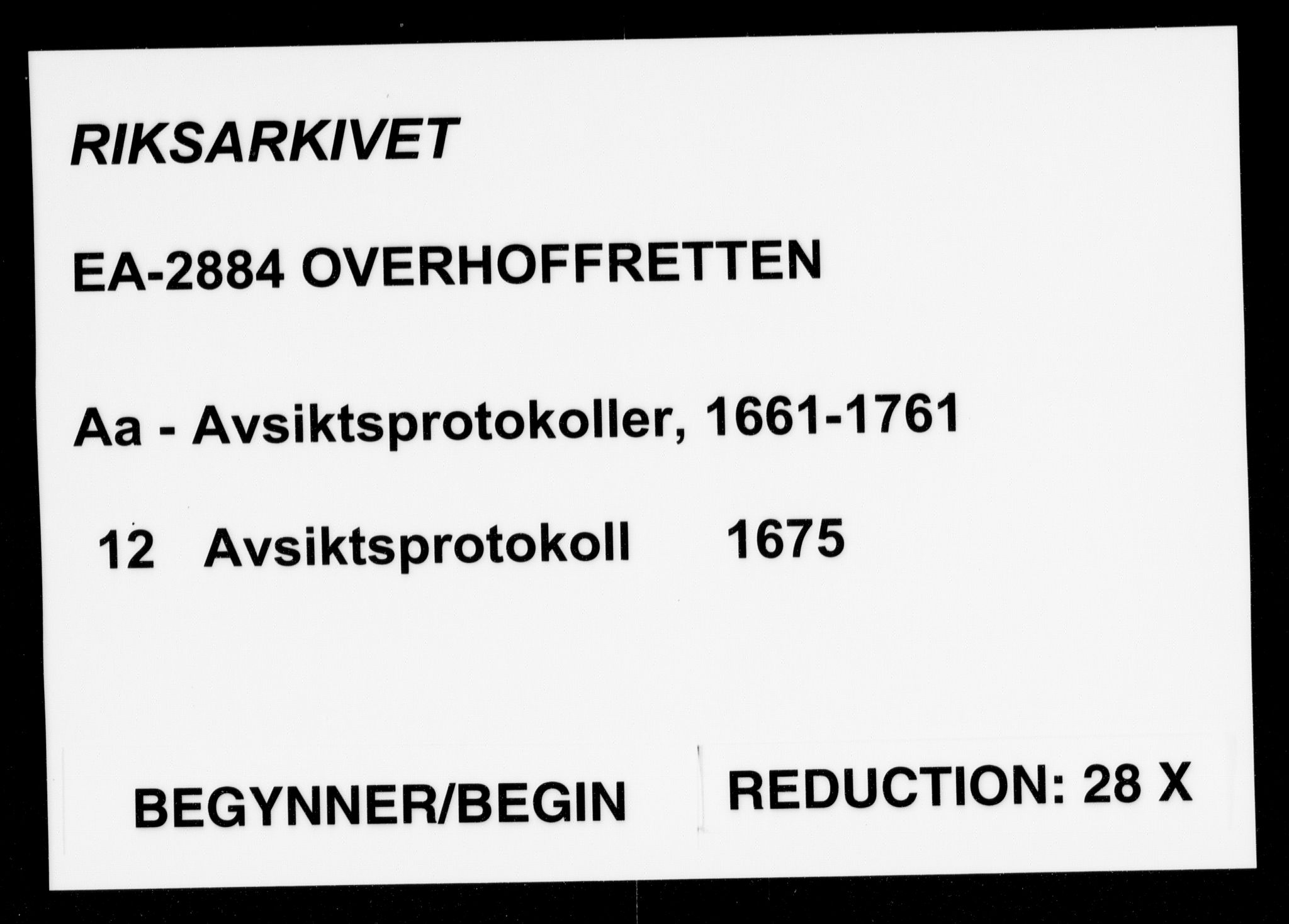 Overhoffretten 1667-1797, AV/RA-EA-2884/Aa/L0012: Avsiktsprotokoll, 1675