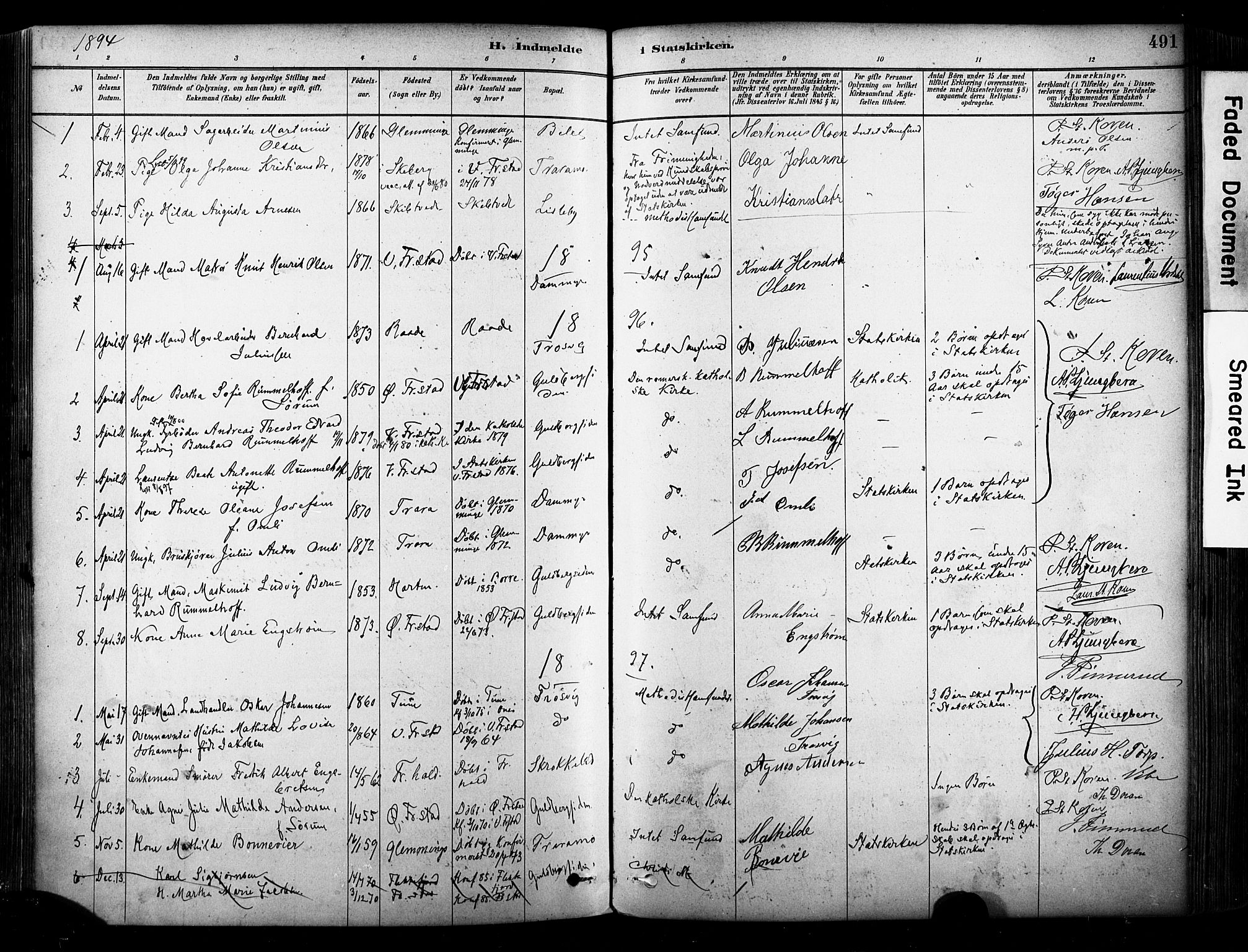 Glemmen prestekontor Kirkebøker, AV/SAO-A-10908/F/Fa/L0012: Ministerialbok nr. 12, 1878-1973, s. 491