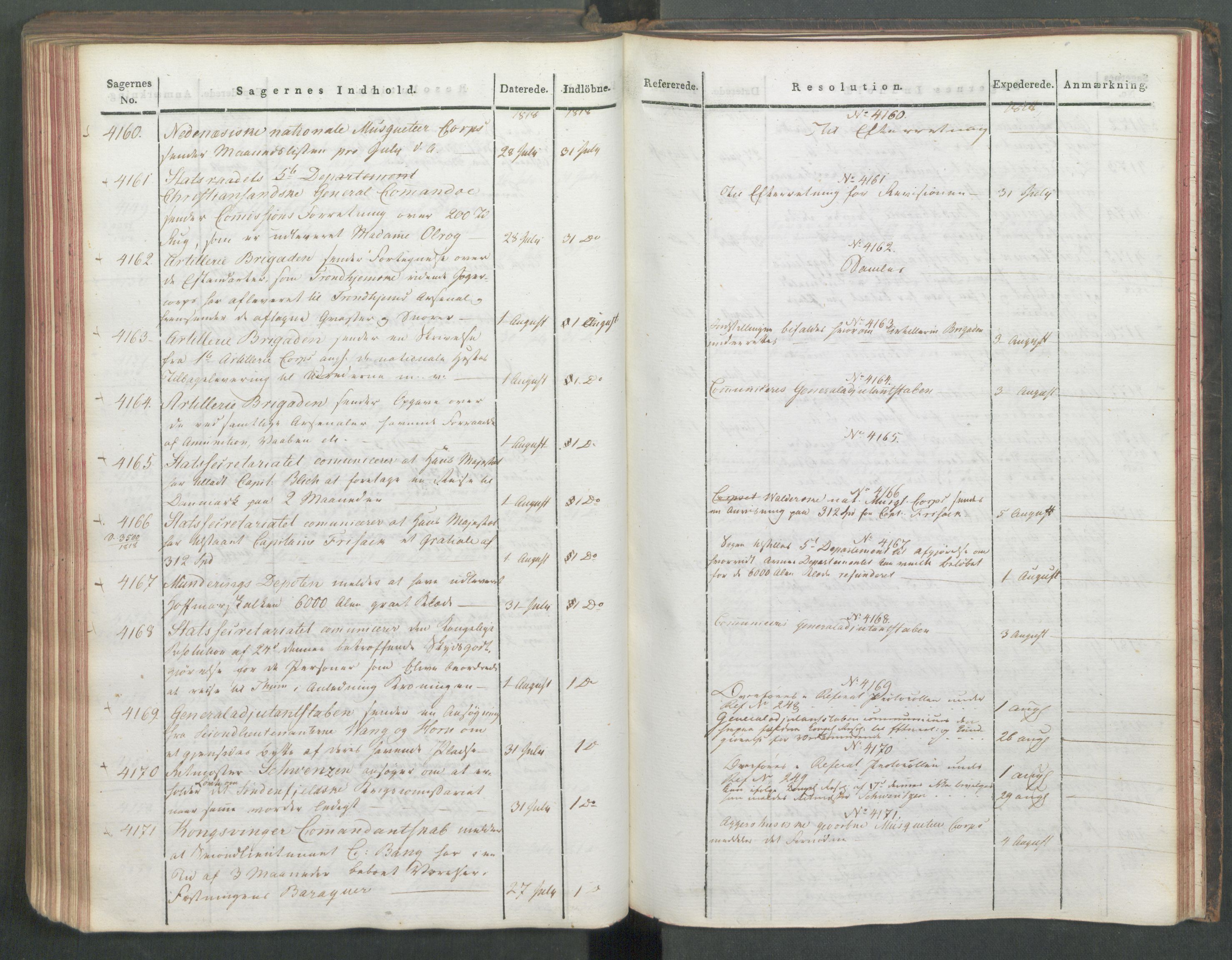 Armédepartementet, AV/RA-RAFA-3493/C/Ca/L0015: 6. Departements Journal, 1818