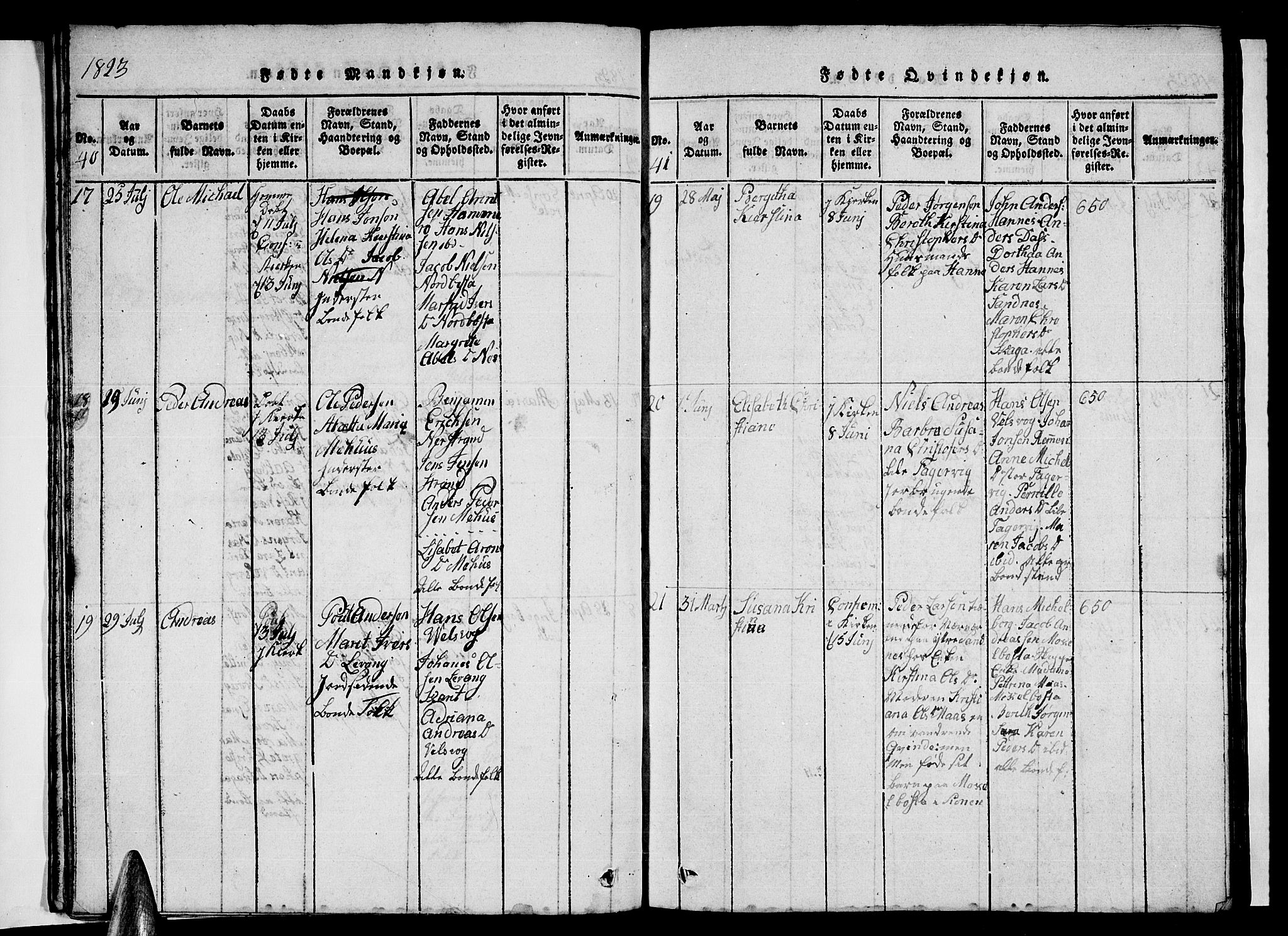 Ministerialprotokoller, klokkerbøker og fødselsregistre - Nordland, AV/SAT-A-1459/838/L0554: Klokkerbok nr. 838C01, 1820-1828, s. 40-41