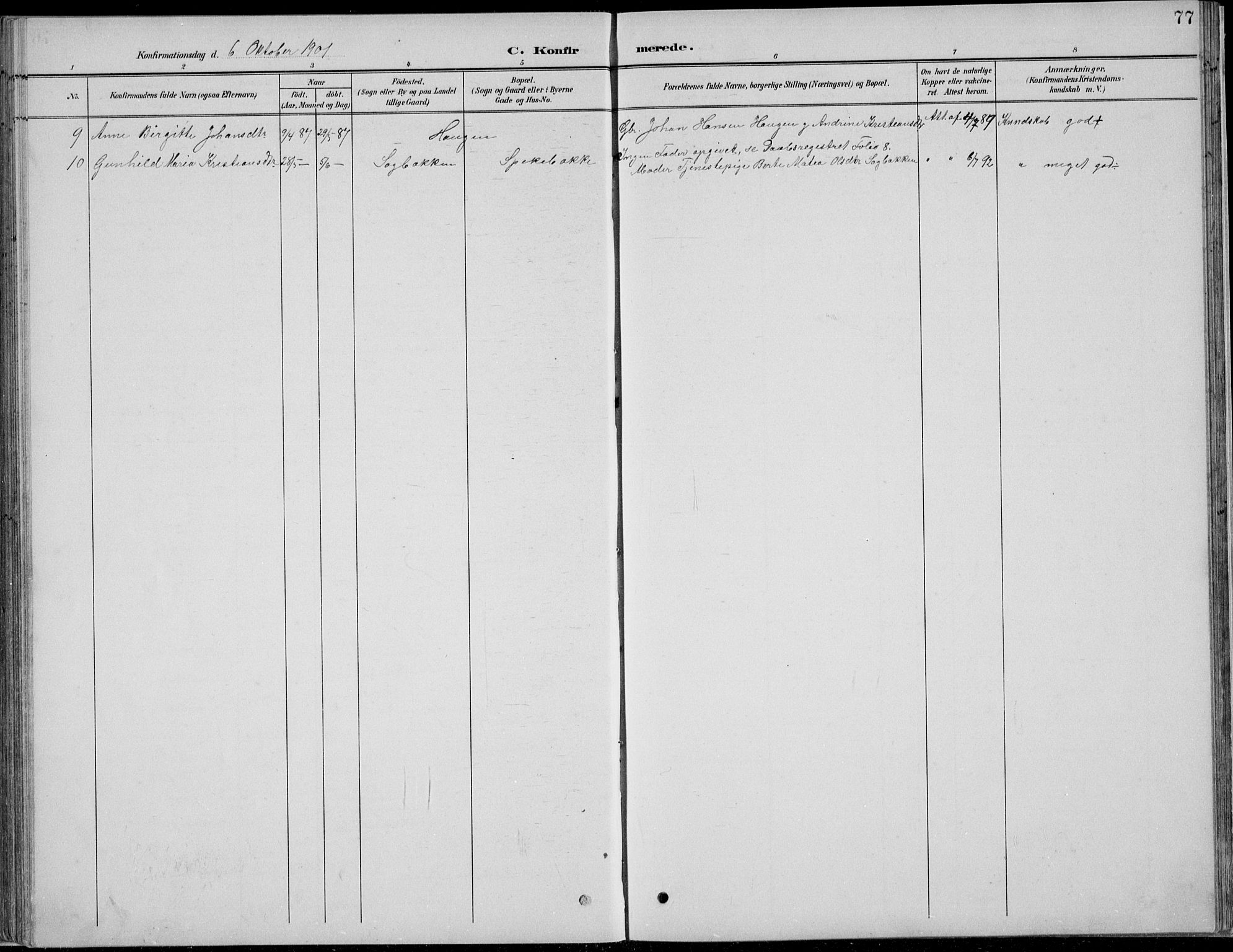 Nordre Land prestekontor, AV/SAH-PREST-124/H/Ha/Hab/L0013: Klokkerbok nr. 13, 1891-1904, s. 77