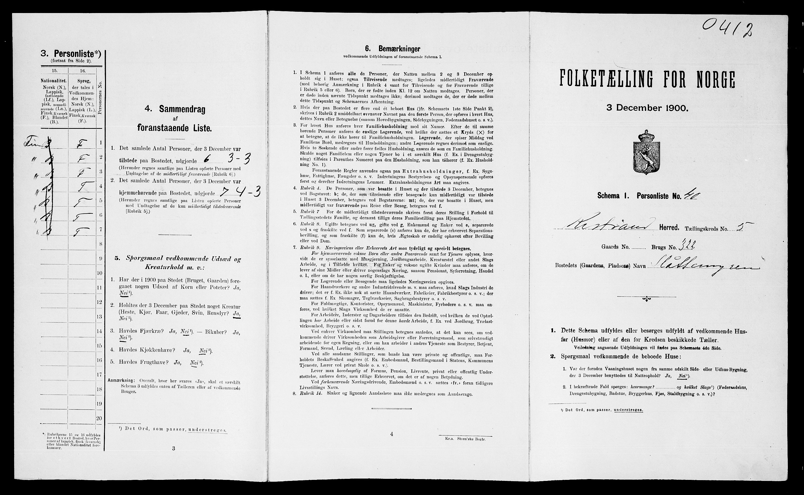 SATØ, Folketelling 1900 for 2020 Kistrand herred, 1900, s. 450