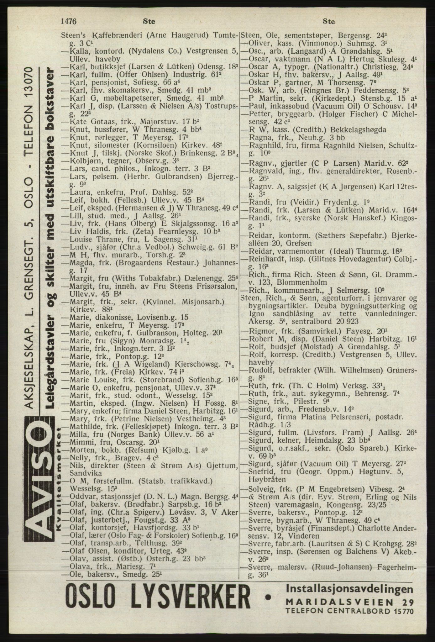 Kristiania/Oslo adressebok, PUBL/-, 1940, s. 1494