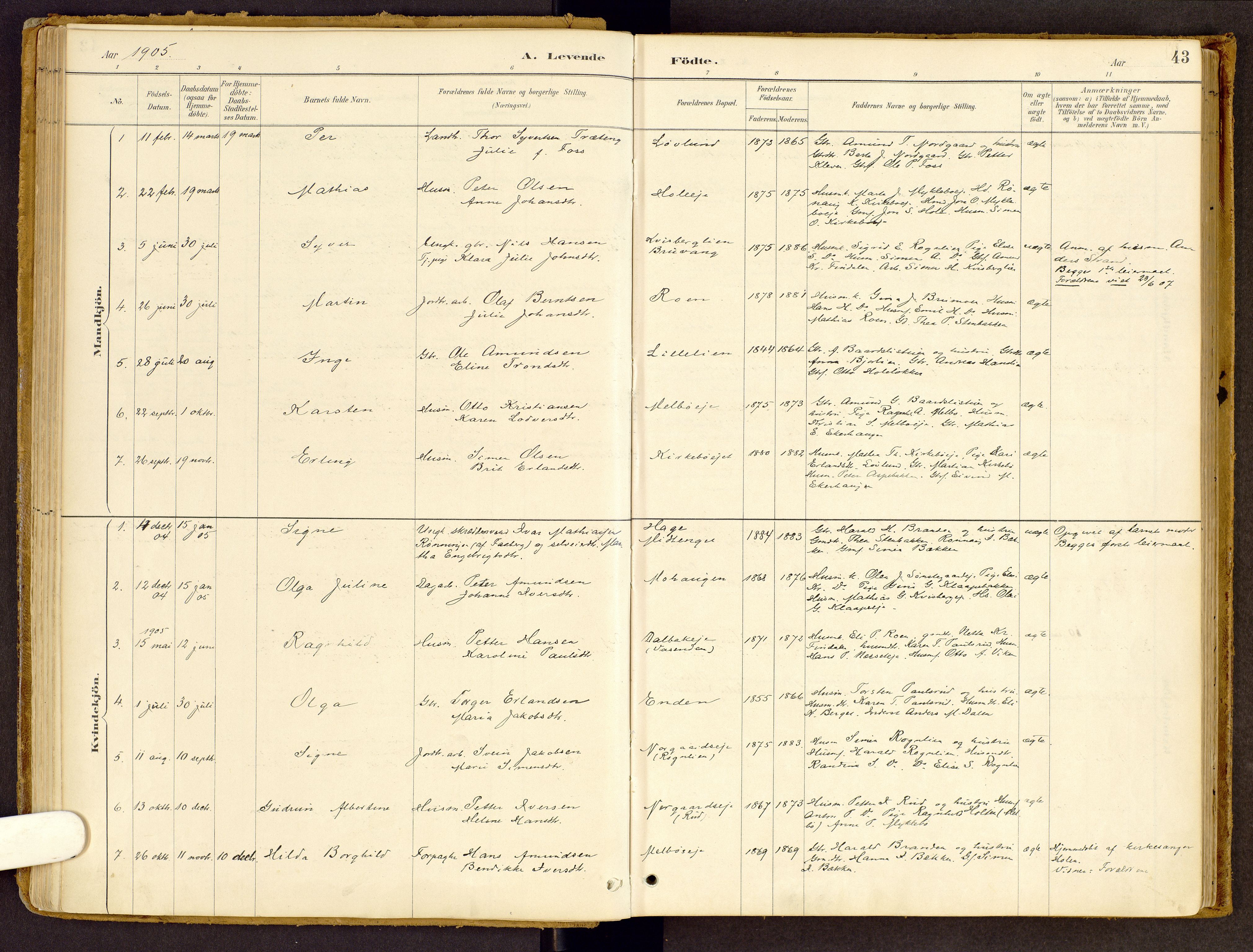 Vestre Gausdal prestekontor, AV/SAH-PREST-094/H/Ha/Haa/L0002: Ministerialbok nr. 2, 1887-1918, s. 43