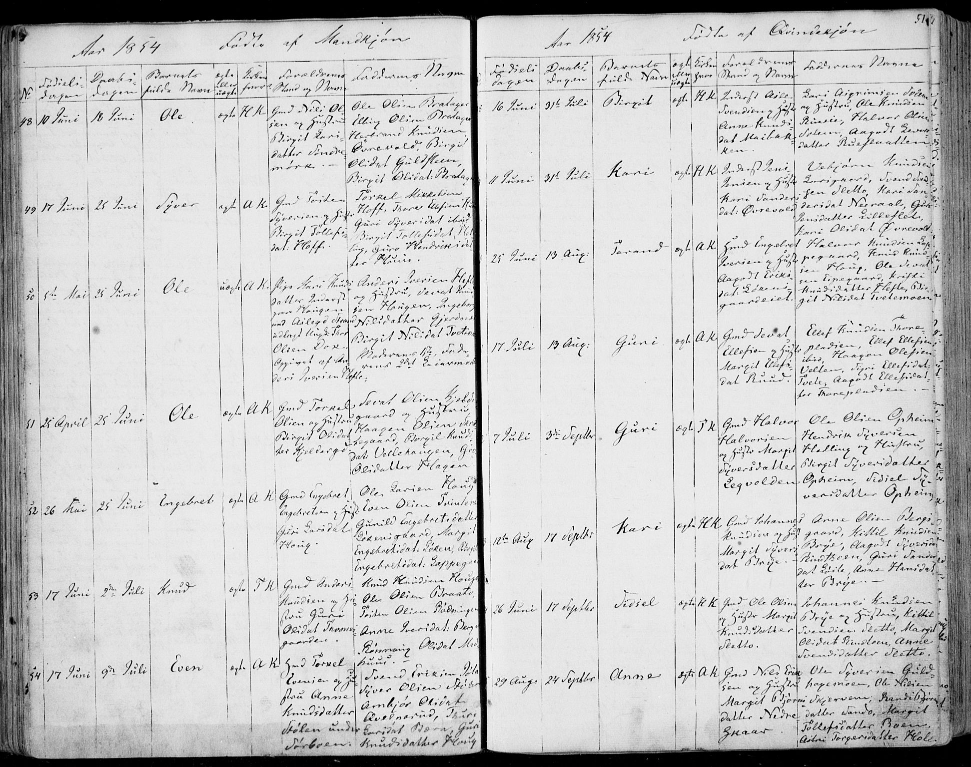 Ål kirkebøker, AV/SAKO-A-249/F/Fa/L0006: Ministerialbok nr. I 6, 1849-1864, s. 51