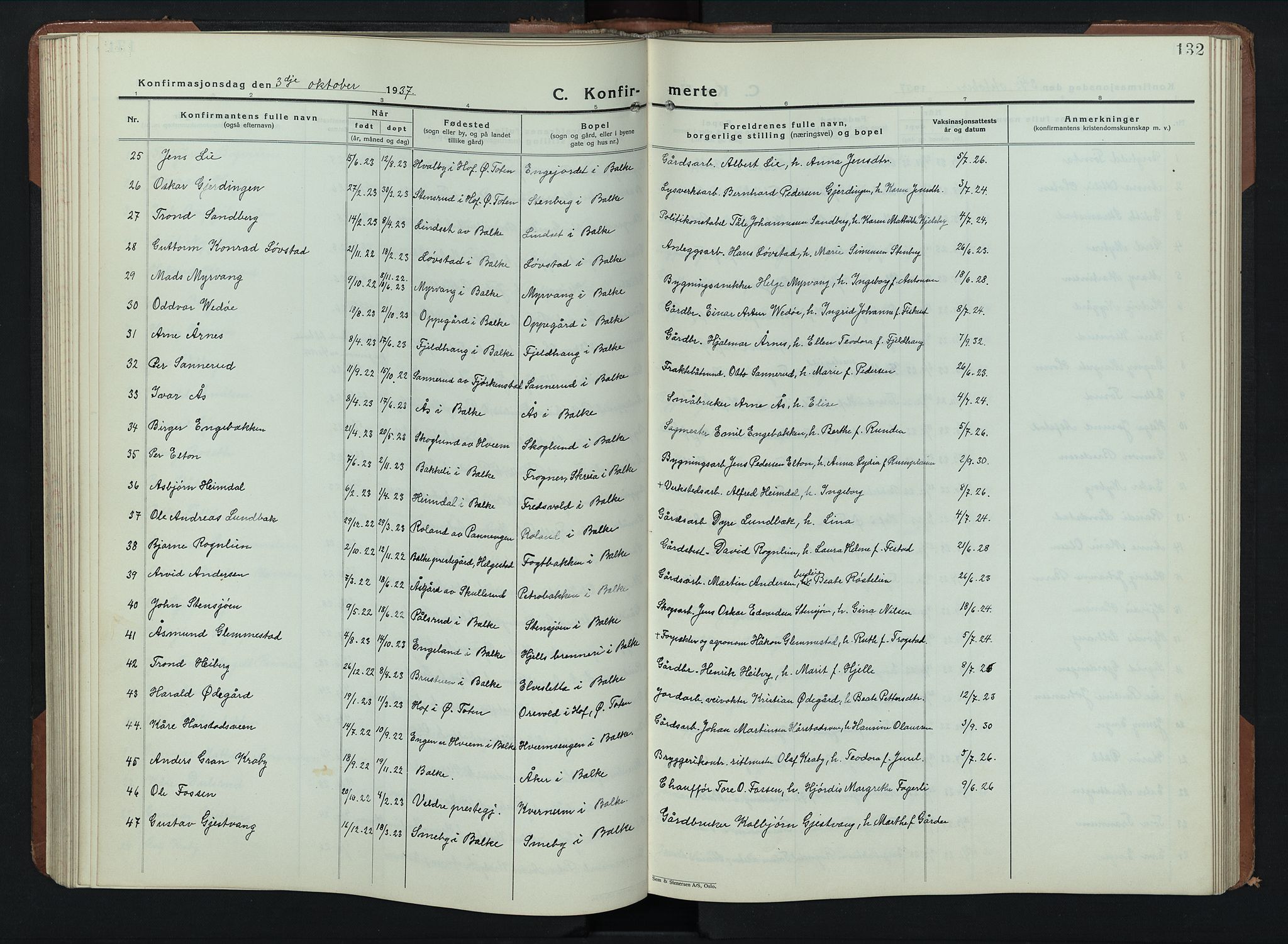 Balke prestekontor, AV/SAH-PREST-106/H/Ha/Hab/L0002: Klokkerbok nr. 2, 1929-1951, s. 132