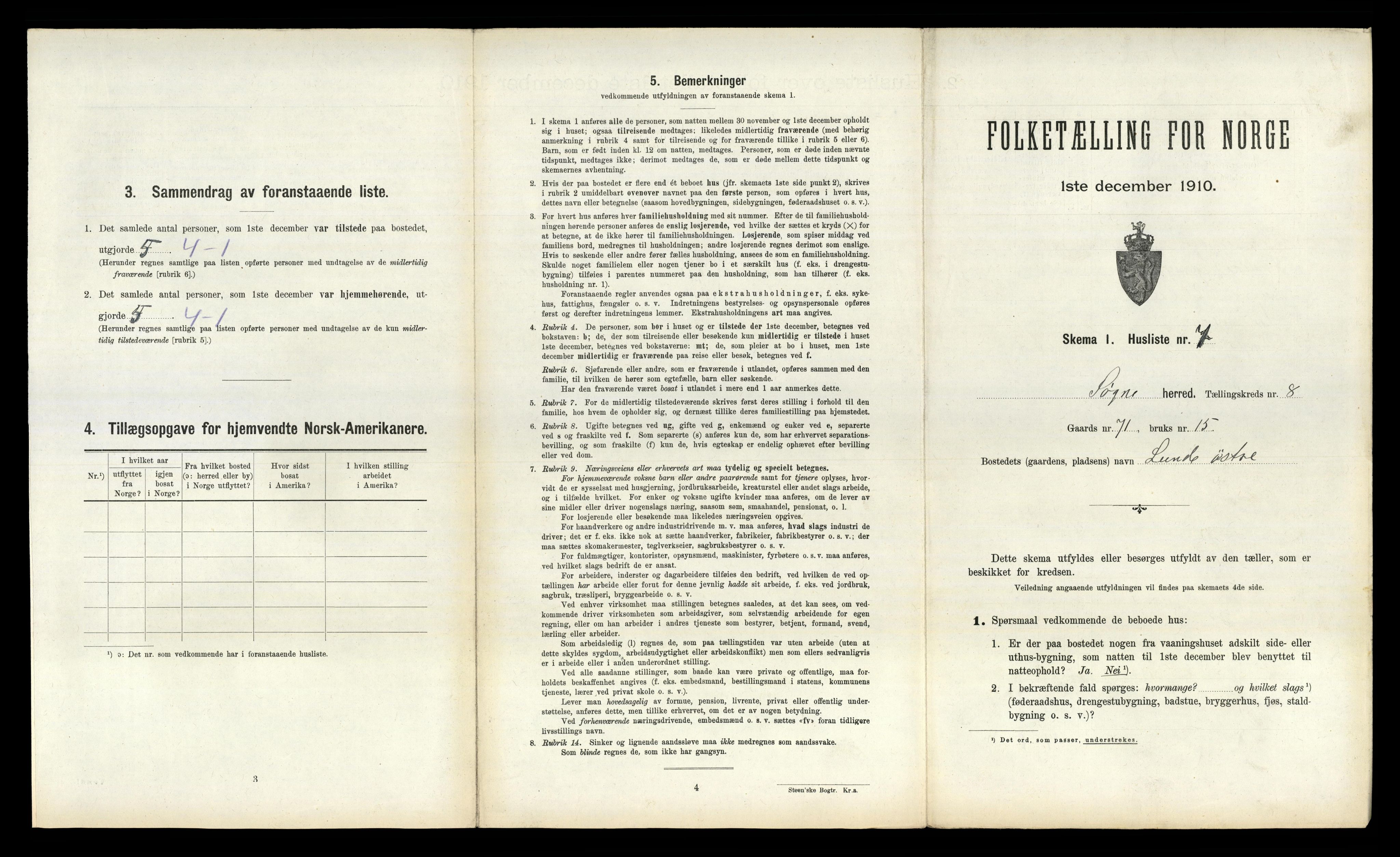 RA, Folketelling 1910 for 1018 Søgne herred, 1910, s. 664