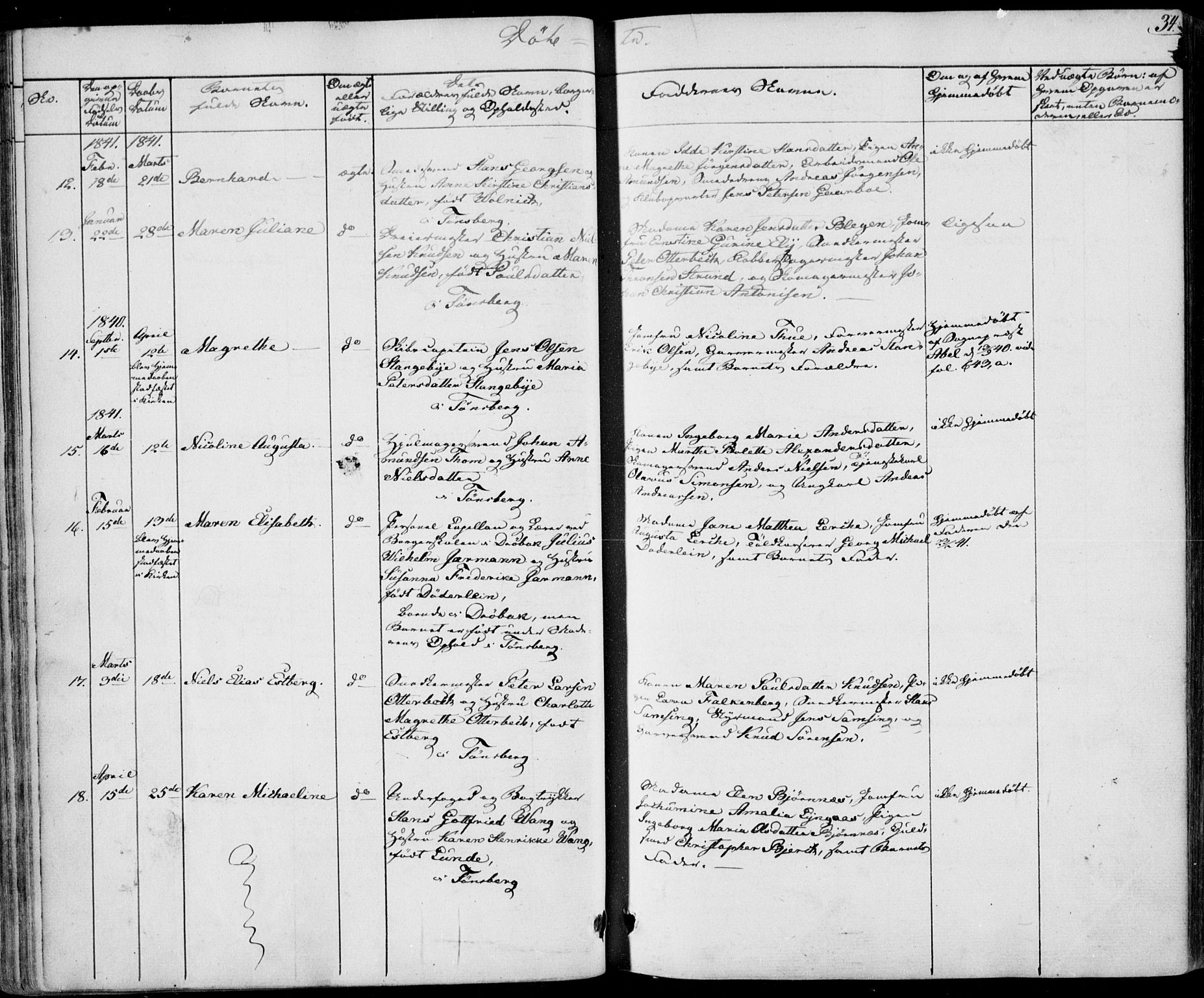 Tønsberg kirkebøker, AV/SAKO-A-330/F/Fa/L0006: Ministerialbok nr. I 6, 1836-1844, s. 34