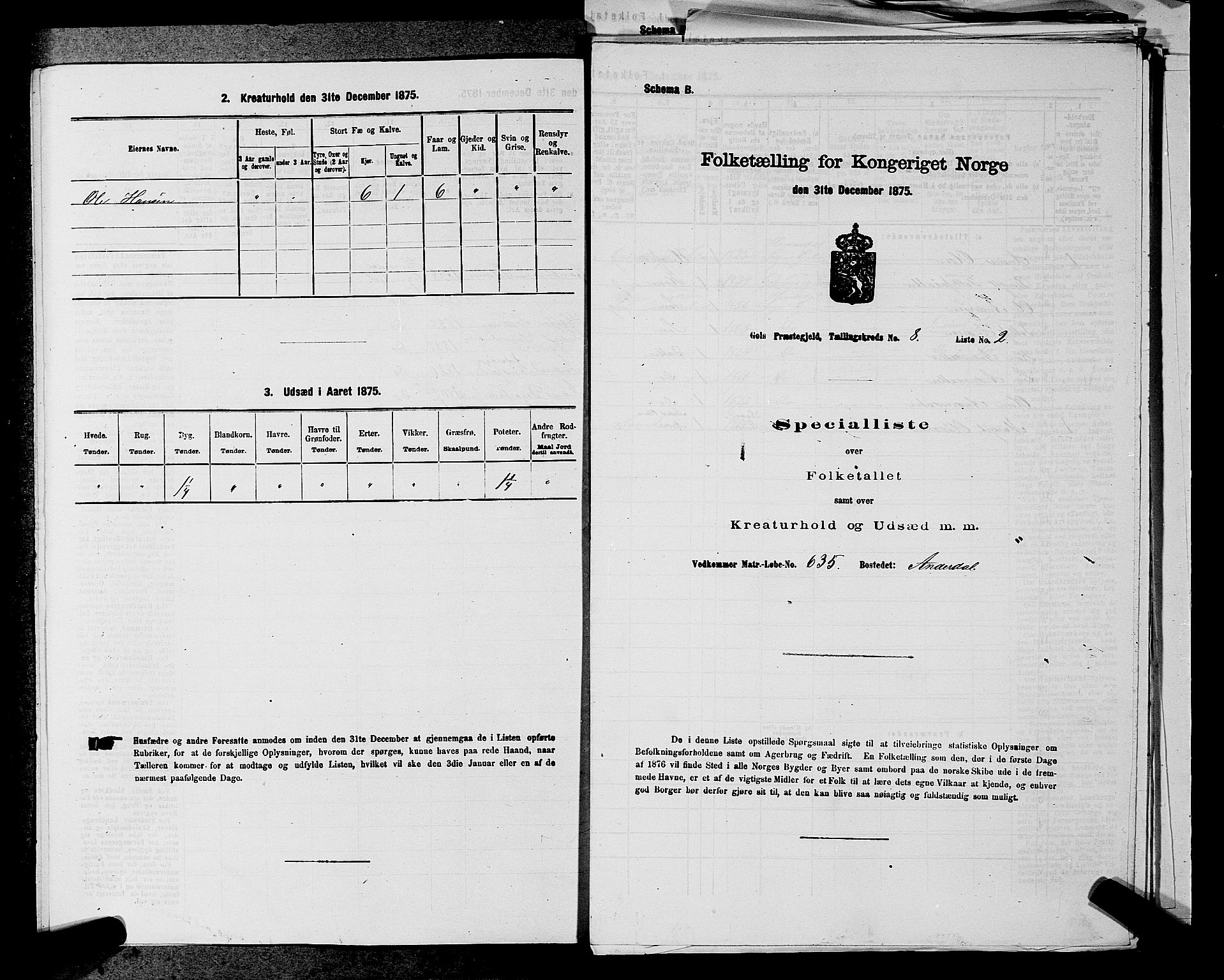 SAKO, Folketelling 1875 for 0617P Gol prestegjeld, 1875, s. 1273