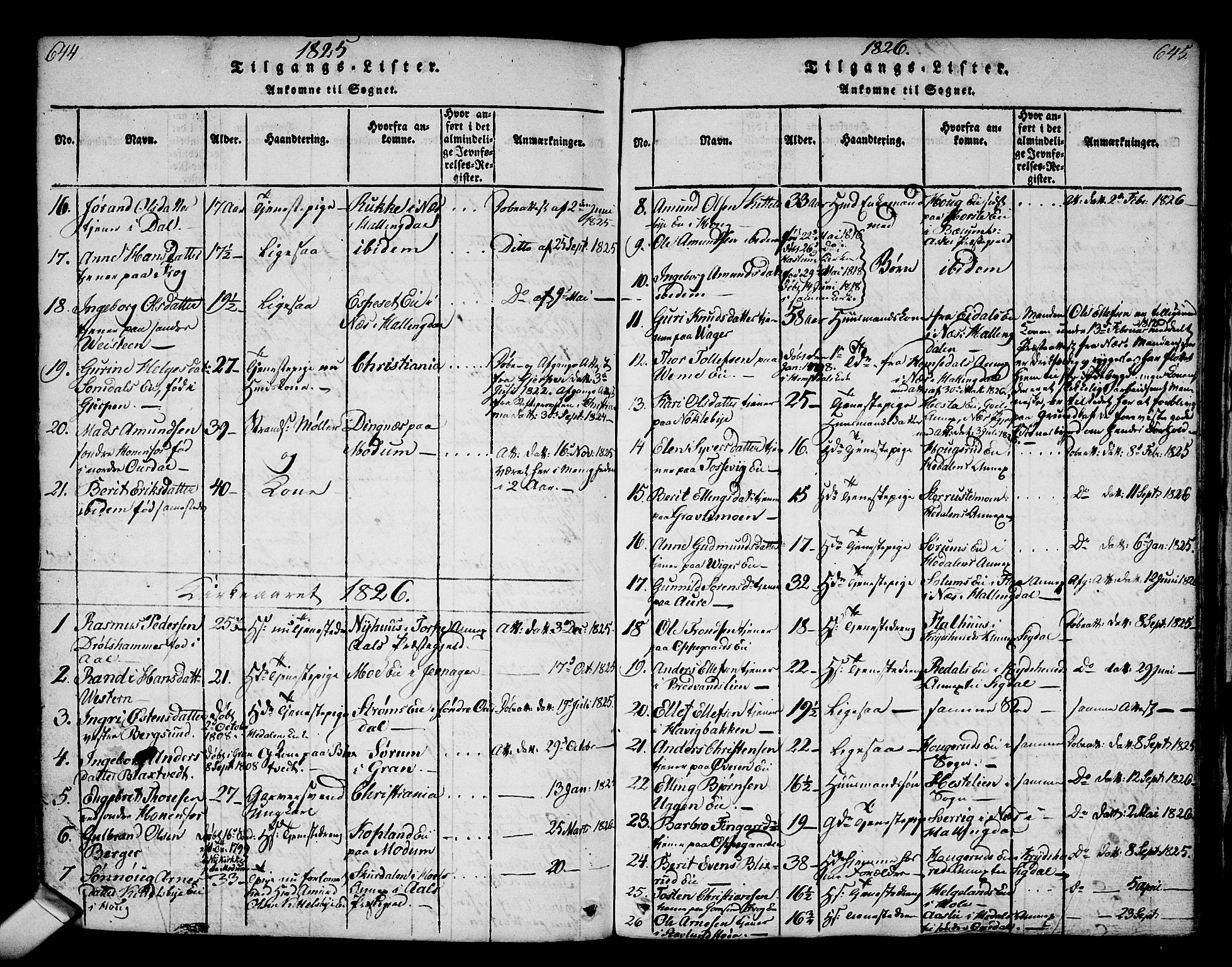 Norderhov kirkebøker, AV/SAKO-A-237/G/Ga/L0002: Klokkerbok nr. I 2, 1814-1867, s. 644-645
