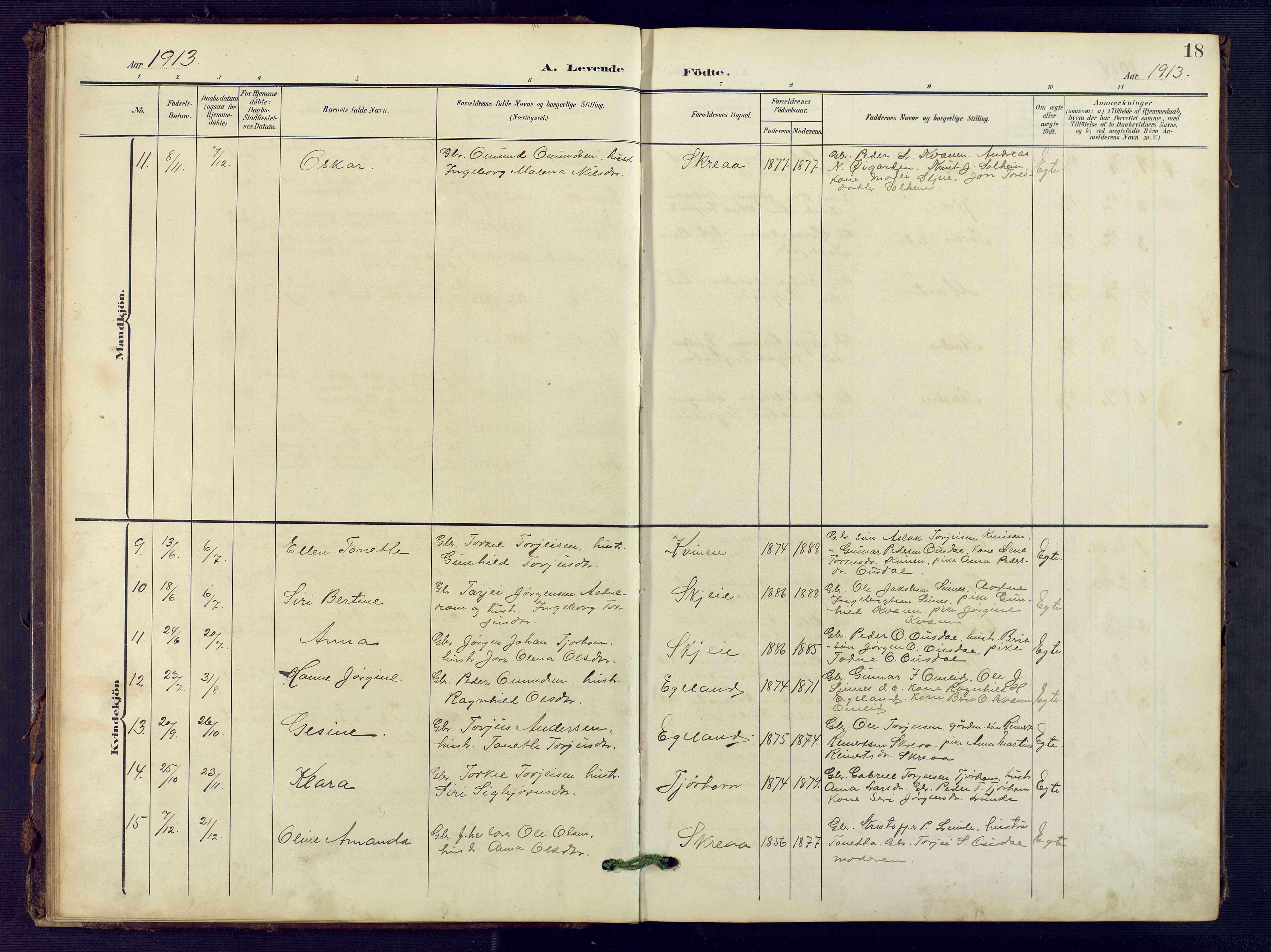 Sirdal sokneprestkontor, AV/SAK-1111-0036/F/Fb/Fba/L0002: Klokkerbok nr. B 2, 1905-1958, s. 18