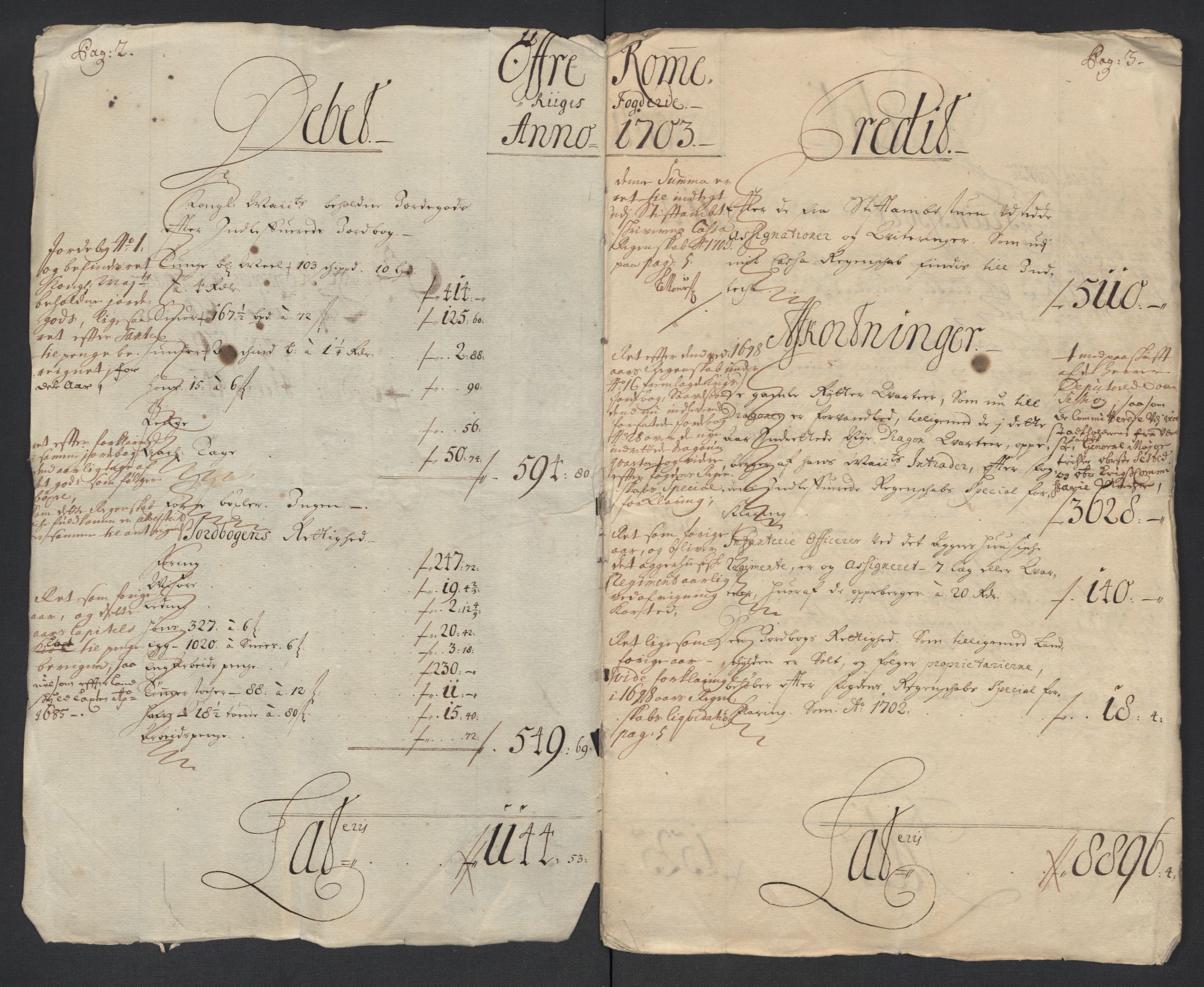 Rentekammeret inntil 1814, Reviderte regnskaper, Fogderegnskap, AV/RA-EA-4092/R12/L0716: Fogderegnskap Øvre Romerike, 1703, s. 5