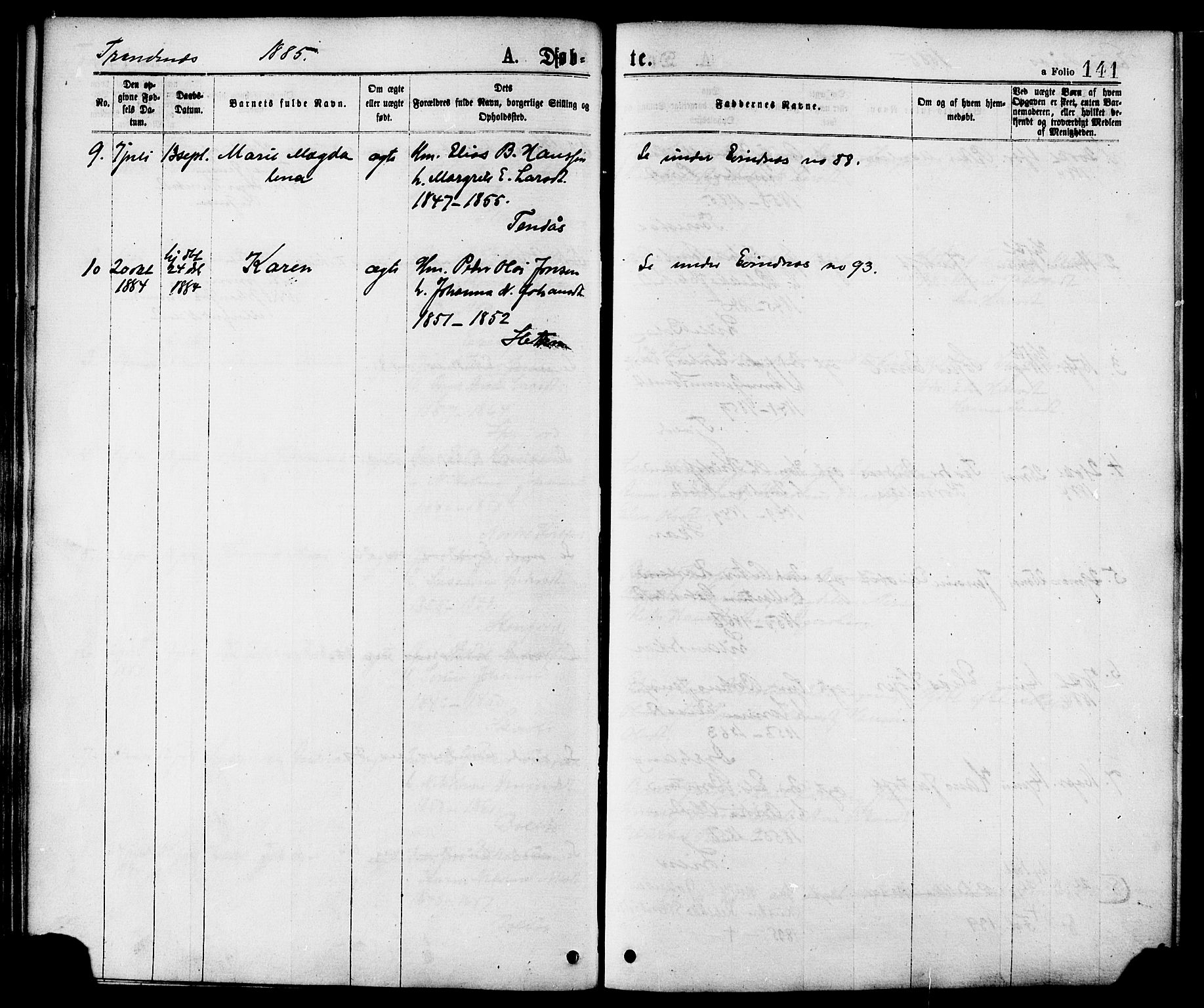 Ministerialprotokoller, klokkerbøker og fødselsregistre - Nordland, SAT/A-1459/863/L0897: Ministerialbok nr. 863A09, 1872-1886, s. 141
