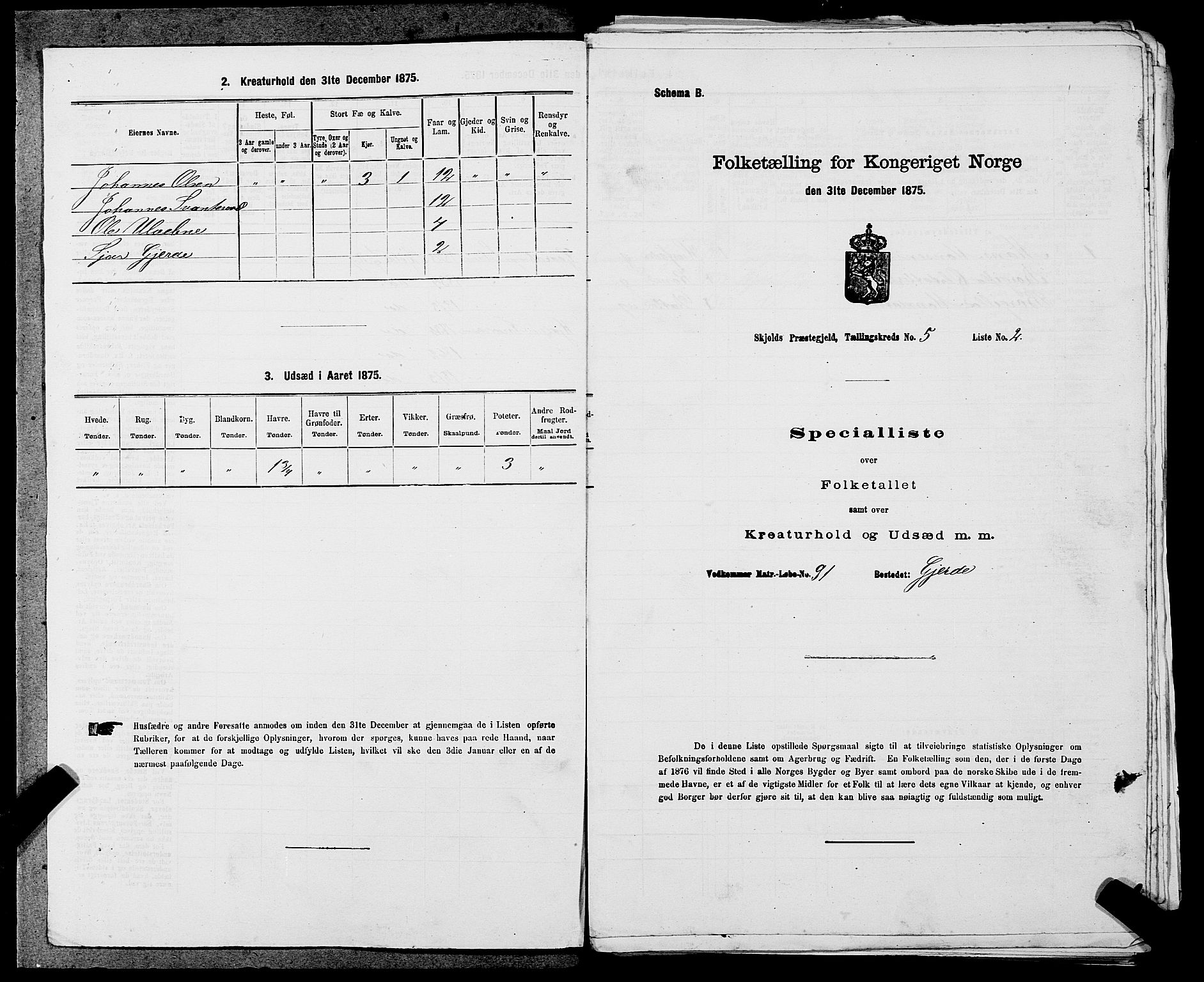 SAST, Folketelling 1875 for 1154P Skjold prestegjeld, 1875, s. 387