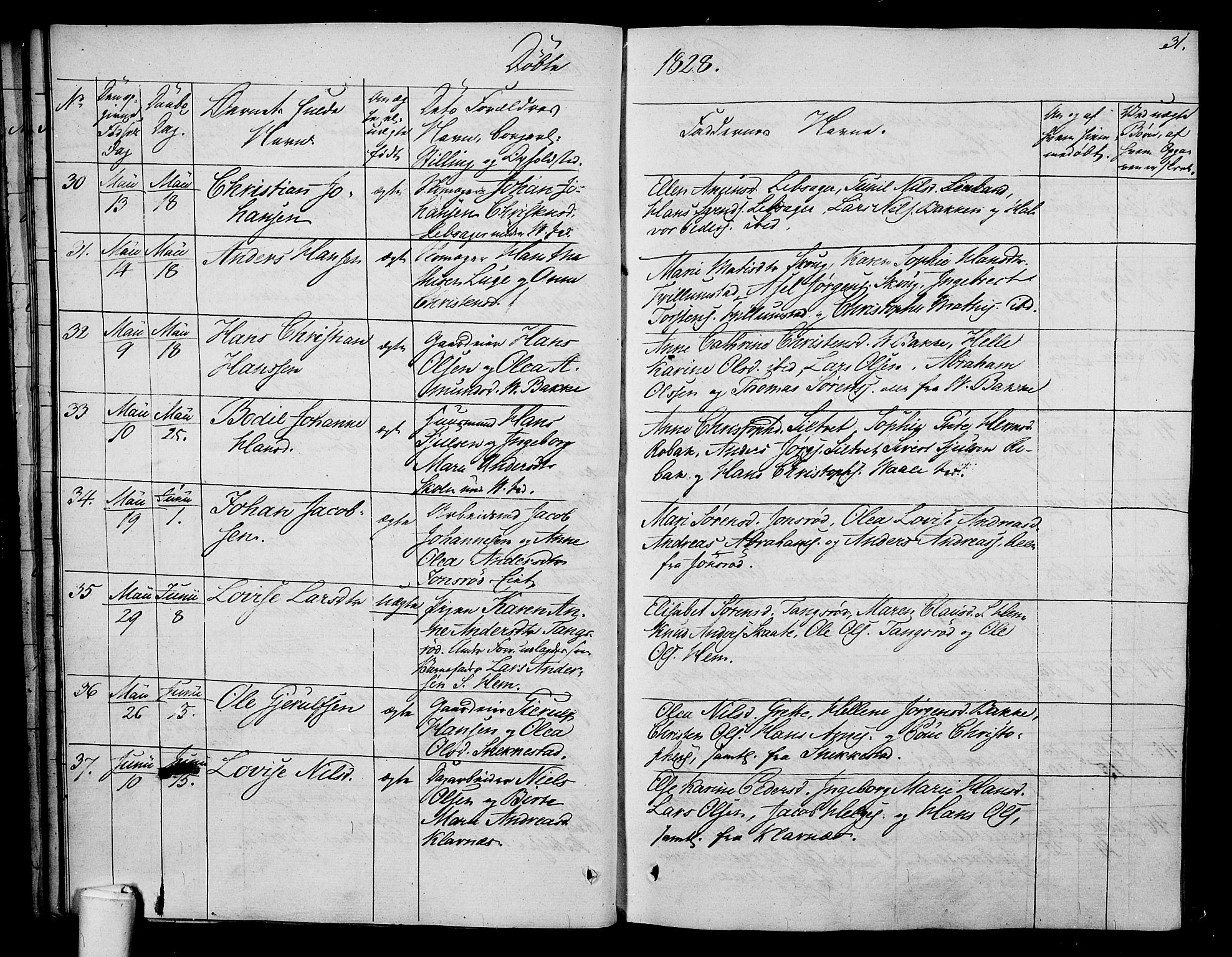 Våle kirkebøker, AV/SAKO-A-334/F/Fa/L0008: Ministerialbok nr. I 8, 1824-1844, s. 31