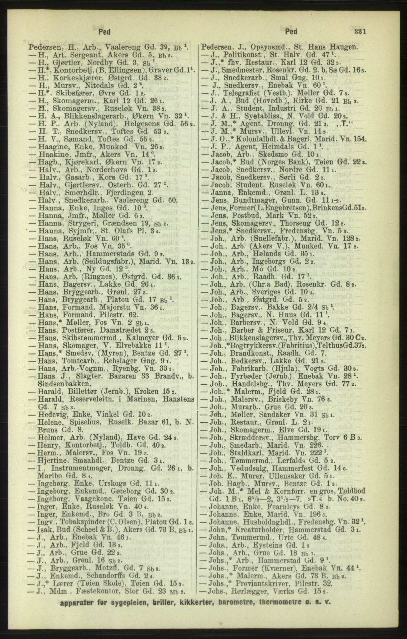 Kristiania/Oslo adressebok, PUBL/-, 1886, s. 331