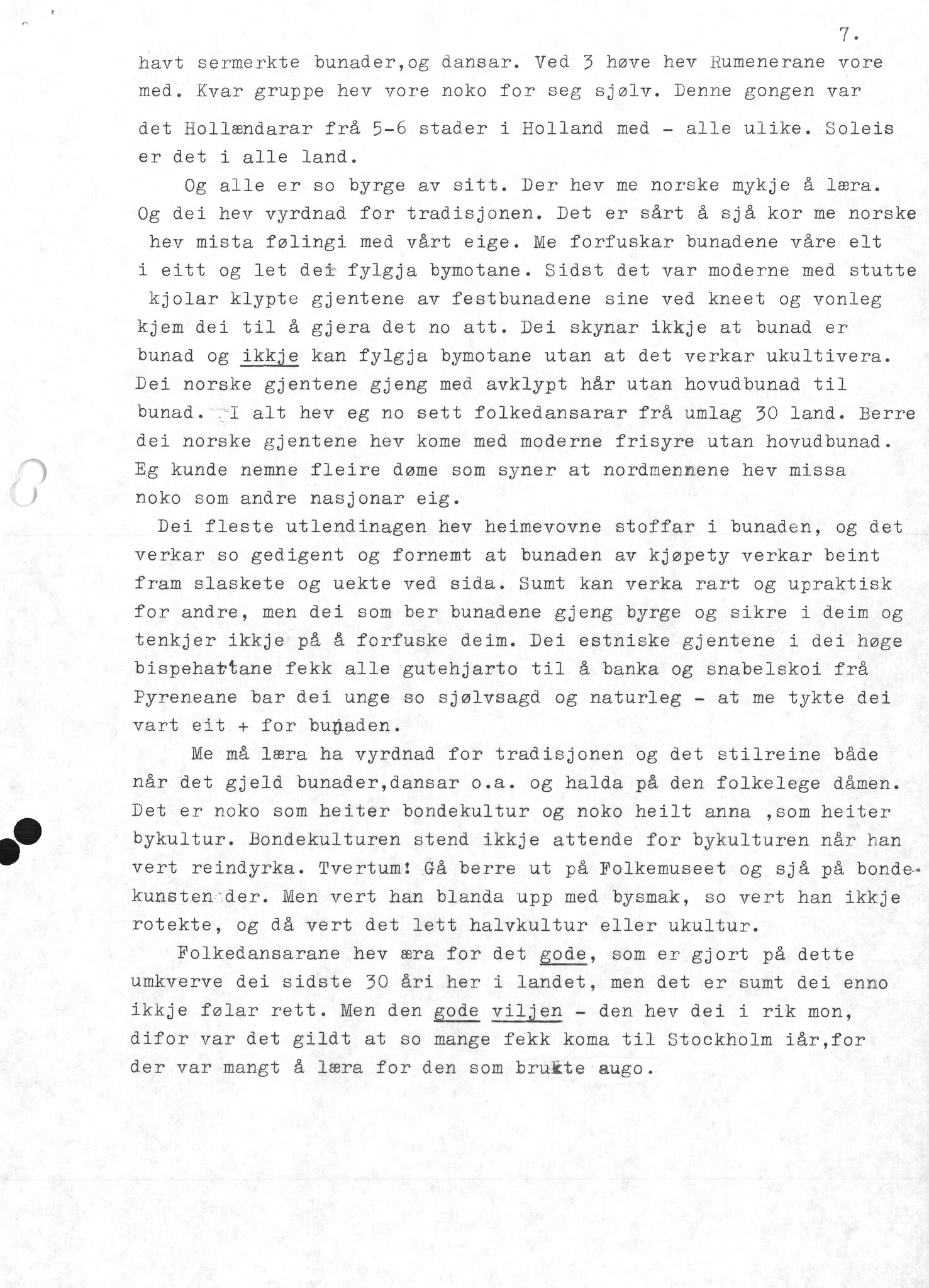 Samling etter Klara Semb, NSFF/KS/B/066: Klara Sembs referat frå Det Internasjonale Folkedansstevnet i 1939, 1939