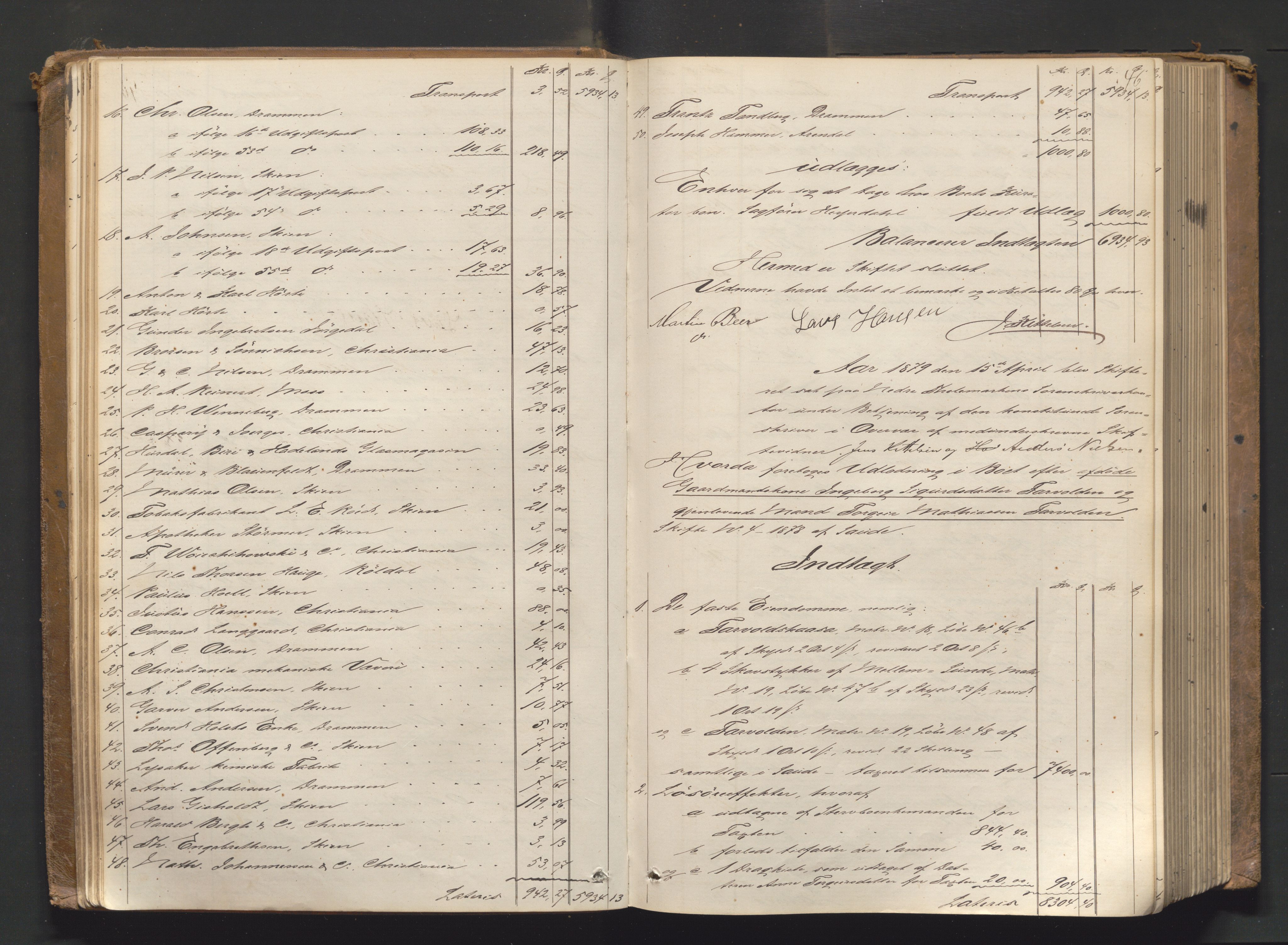 Nedre Telemark sorenskriveri, AV/SAKO-A-135/H/Hb/Hbe/L0003: Skifteutlodningsprotokoll, 1878-1892, s. 45b-46a