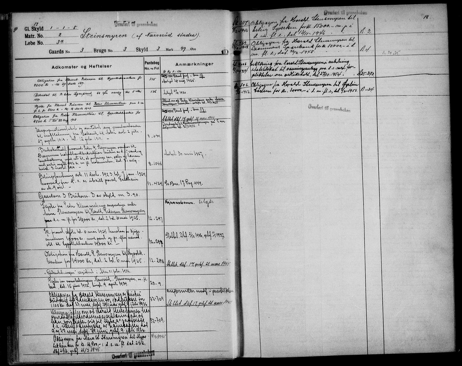 Eiker, Modum og Sigdal sorenskriveri, AV/SAKO-A-123/G/Gb/Gbf/L0001: Panteregister nr. VI 1, s. 17-18