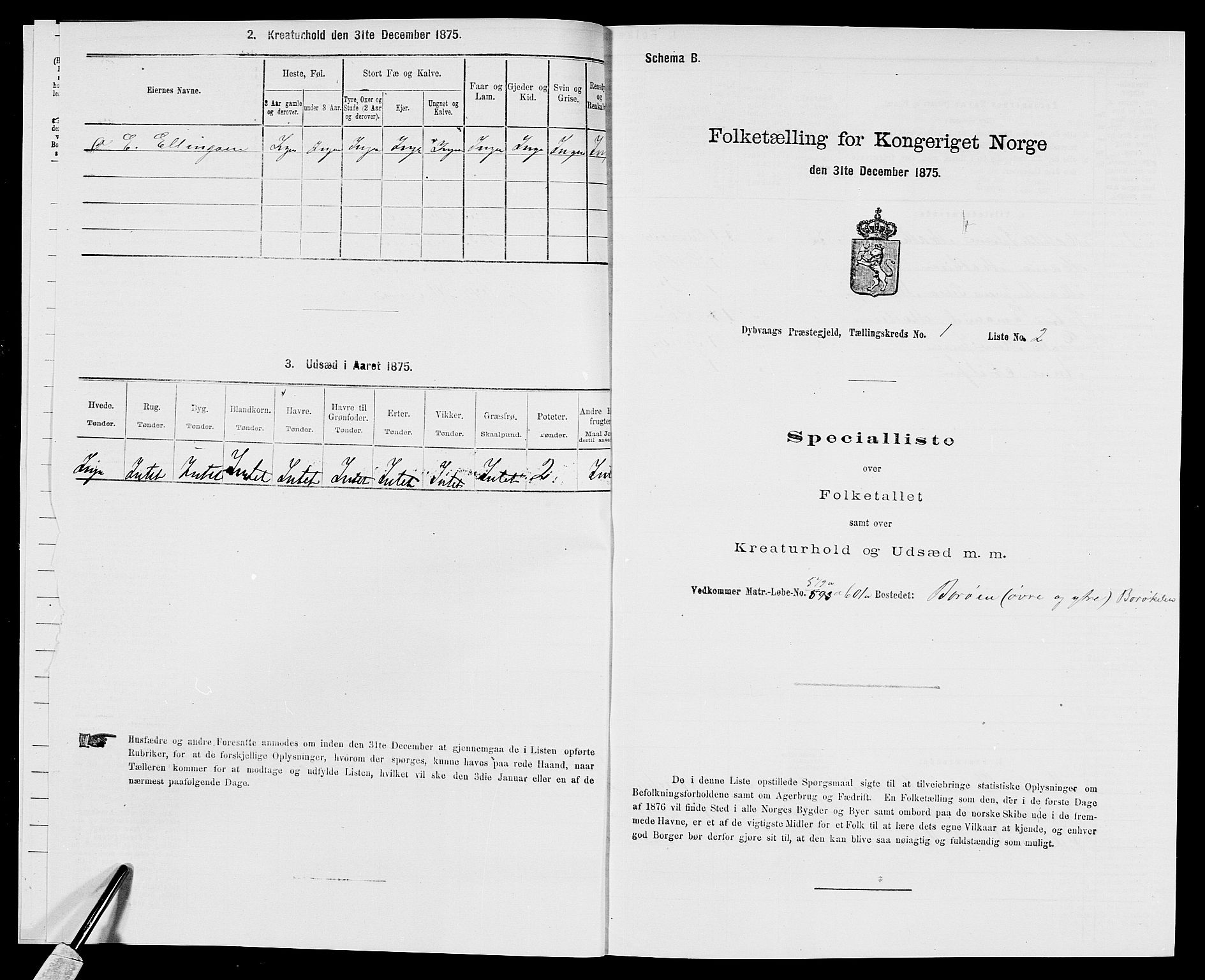 SAK, Folketelling 1875 for 0915P Dypvåg prestegjeld, 1875, s. 62