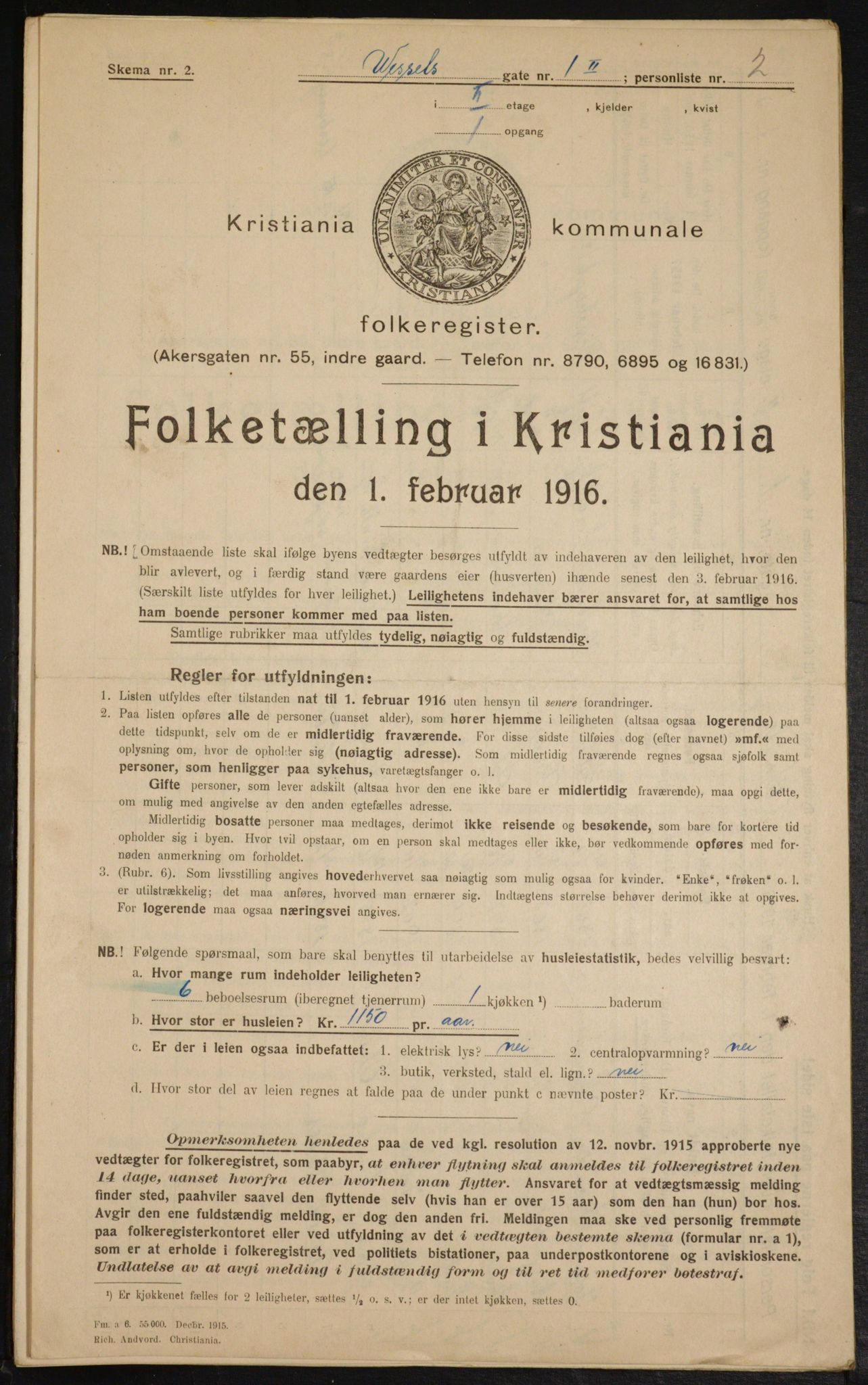 OBA, Kommunal folketelling 1.2.1916 for Kristiania, 1916, s. 131576