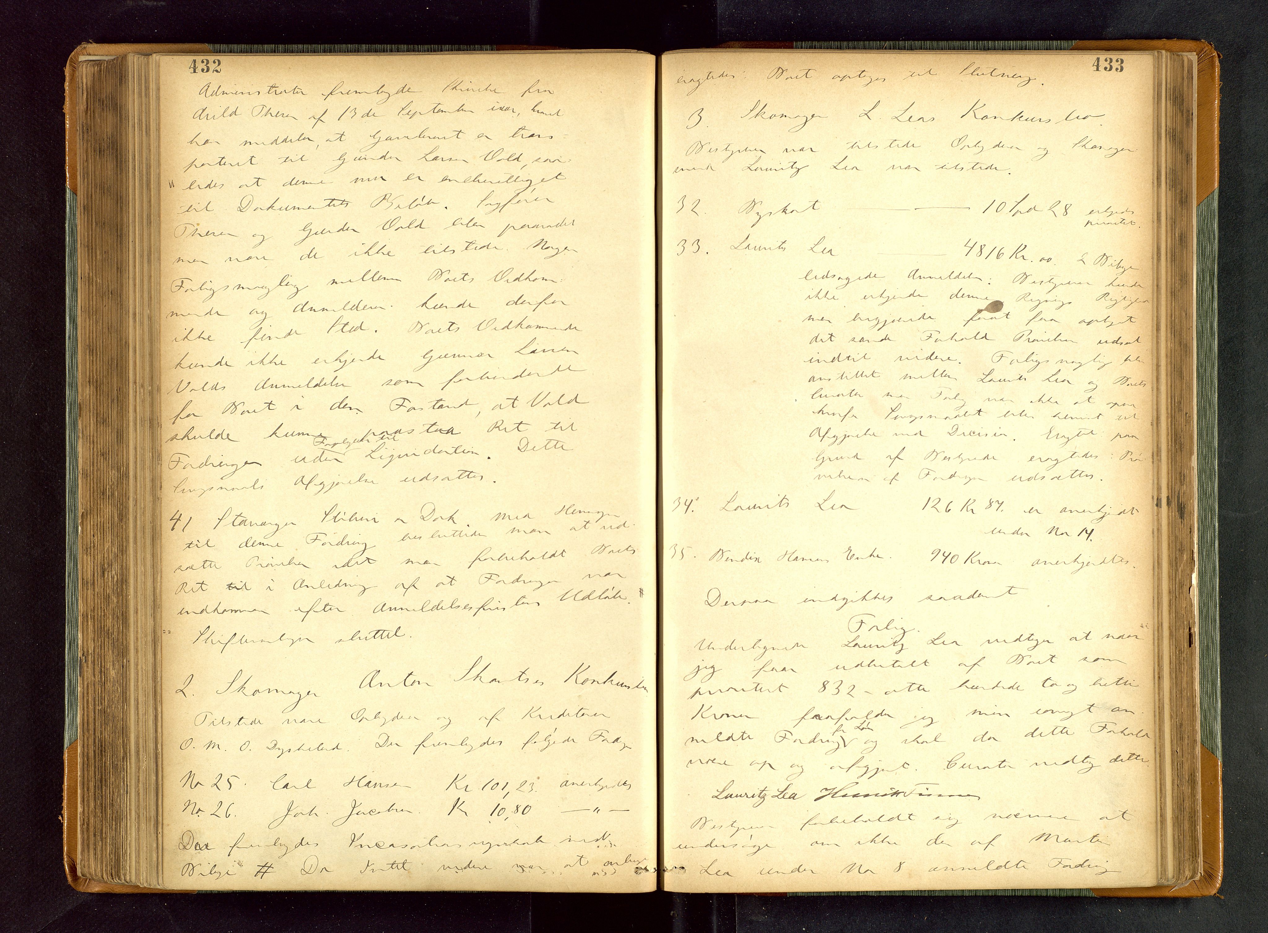 Stavanger byfogd, AV/SAST-A-101408/001/5/50/503BB/L0015: Skifteforhandlingsprotokoll, 1873-1879, s. 432-433
