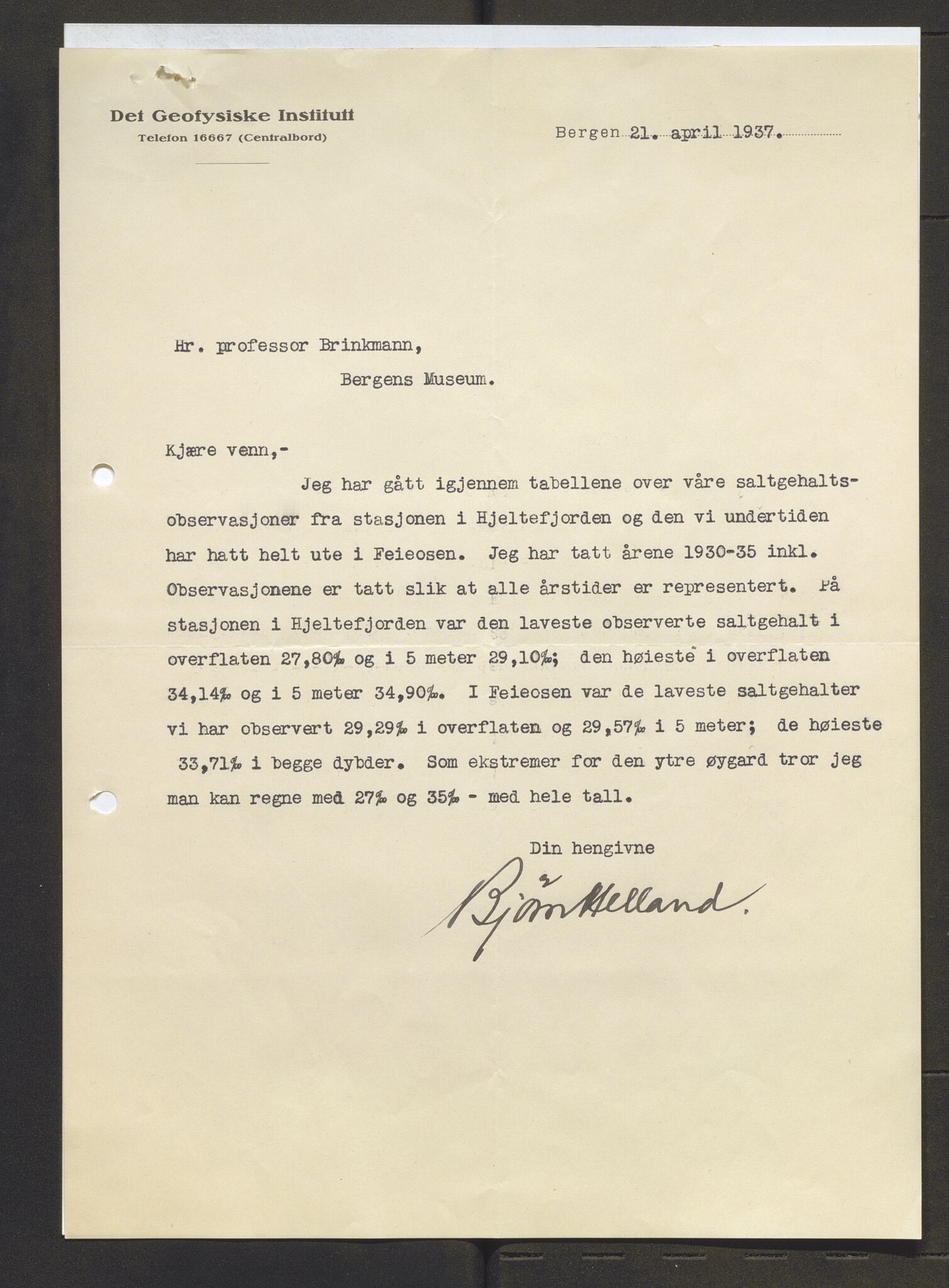 Bergens Museum, AV/SAB-A-17301/13/D/L0002: Korrespondanse , 1928-1940, s. 598
